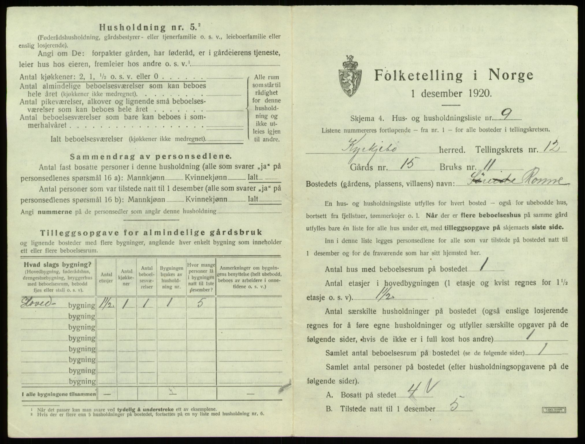 SAB, 1920 census for Kyrkjebø, 1920, p. 131