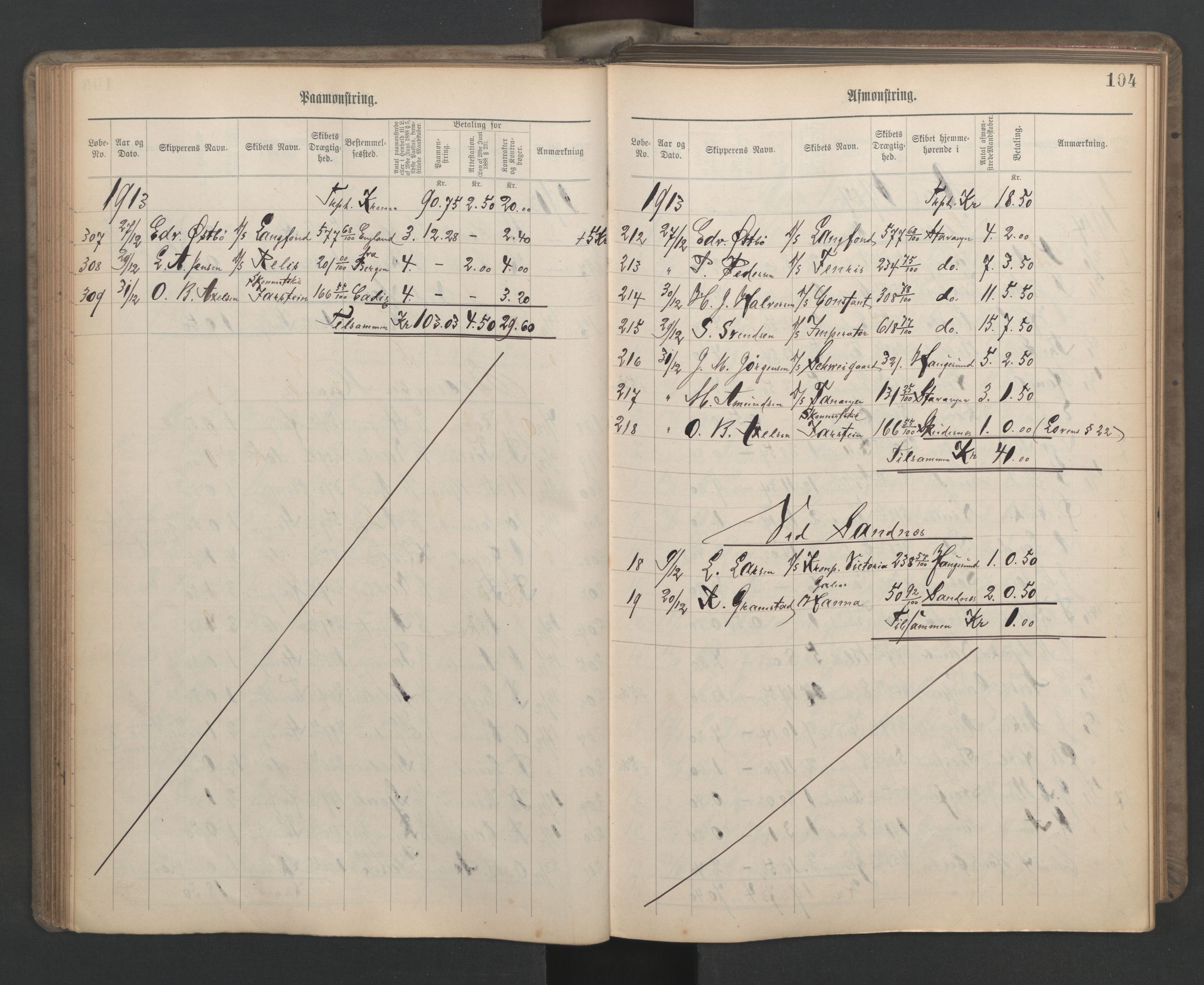 Stavanger sjømannskontor, SAST/A-102006/G/Ga/L0006: Mønstringsjournal, 1908-1933, p. 135