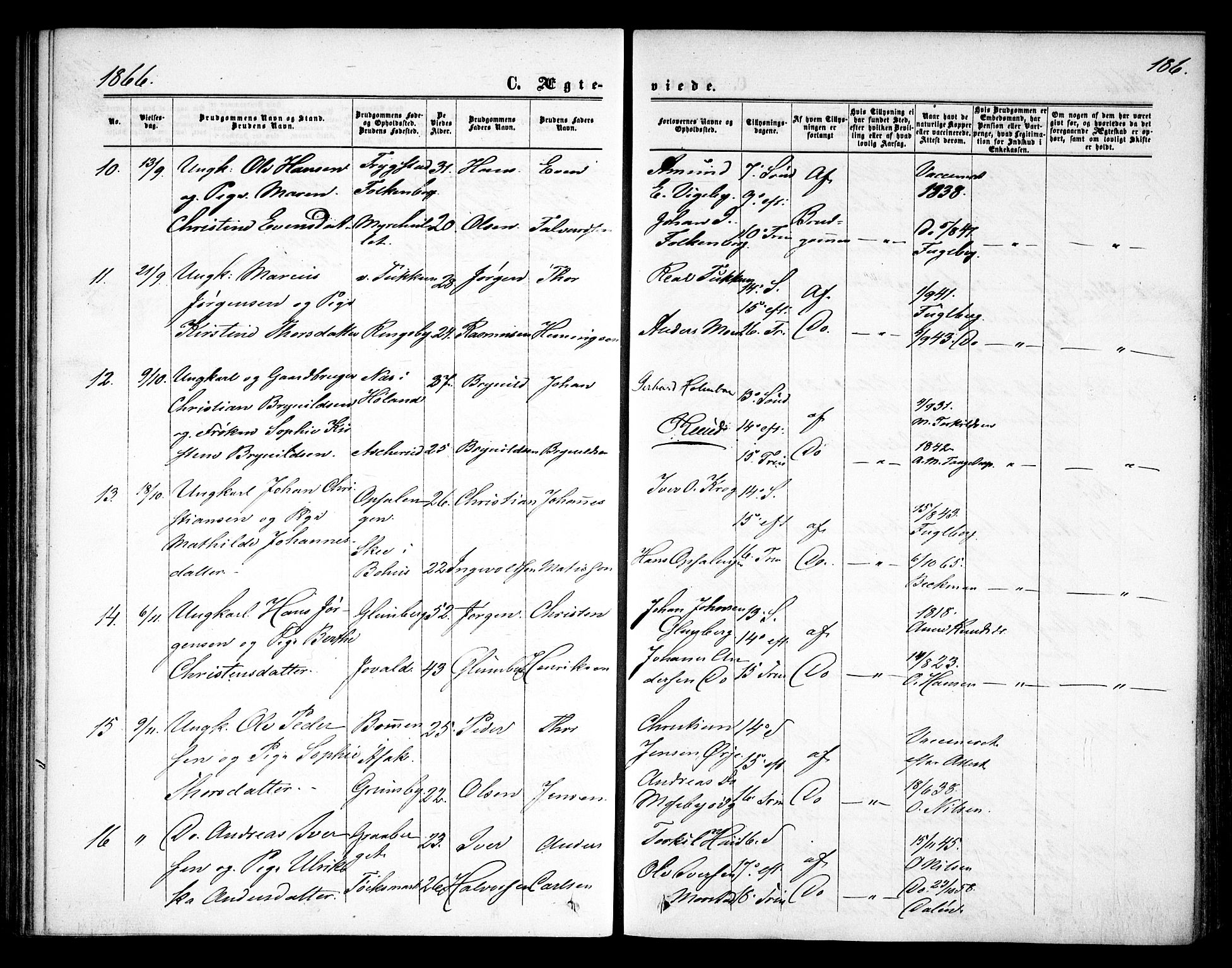 Rødenes prestekontor Kirkebøker, AV/SAO-A-2005/F/Fa/L0007: Parish register (official) no. I 7, 1860-1869, p. 186