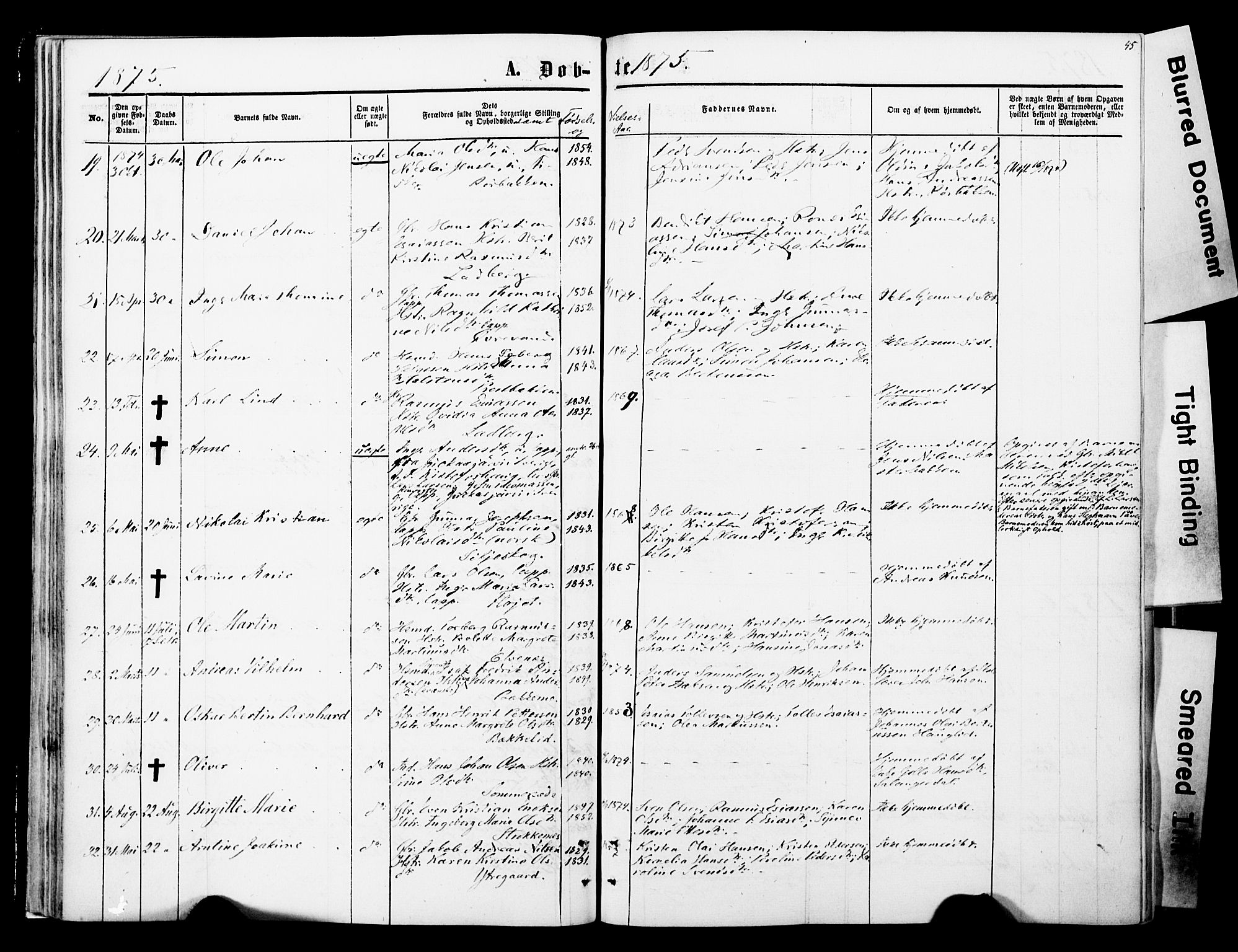 Ibestad sokneprestembete, SATØ/S-0077/H/Ha/Haa/L0013kirke: Parish register (official) no. 13, 1865-1879, p. 45
