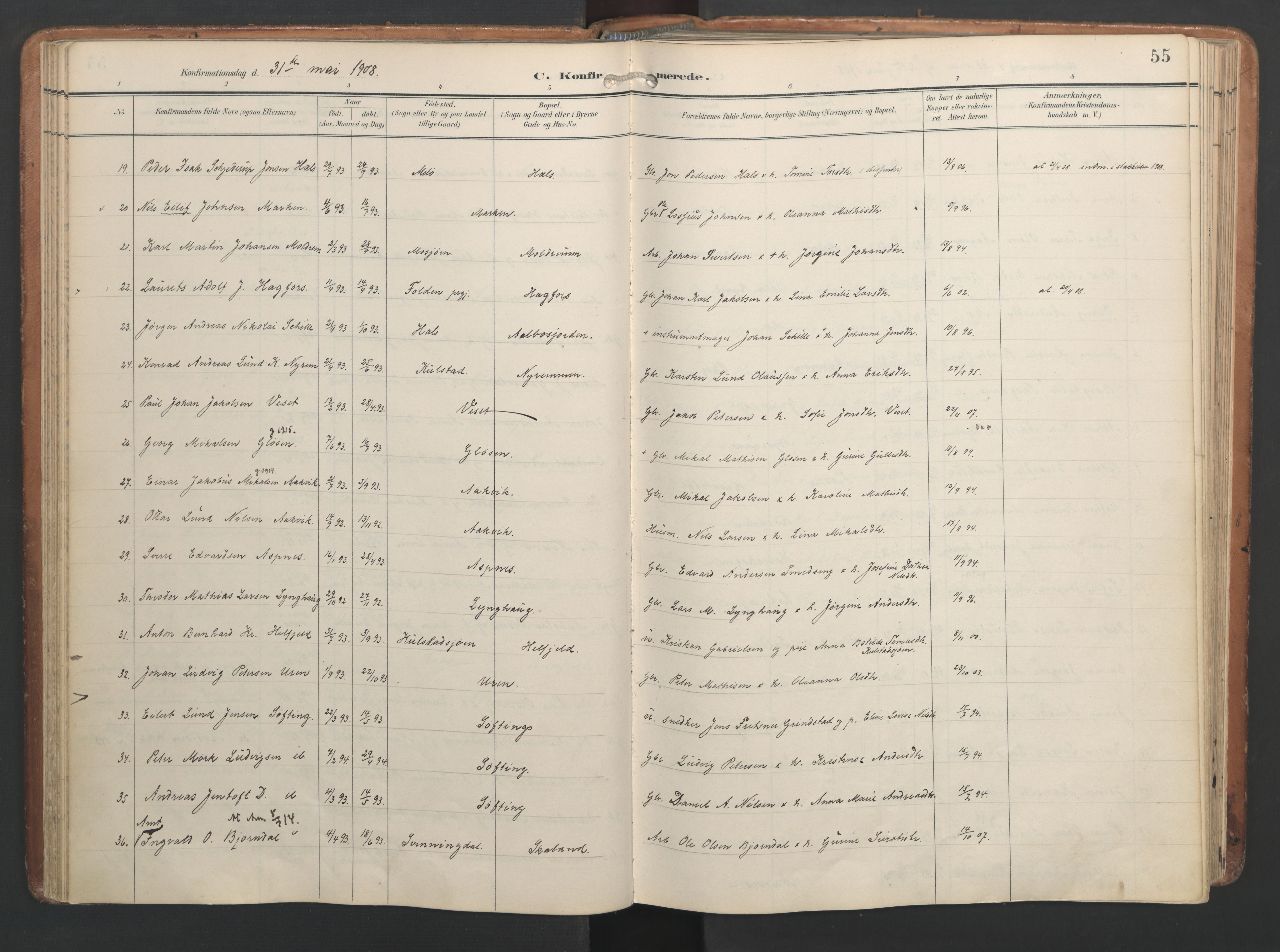 Ministerialprotokoller, klokkerbøker og fødselsregistre - Nordland, AV/SAT-A-1459/820/L0298: Parish register (official) no. 820A19, 1897-1915, p. 55