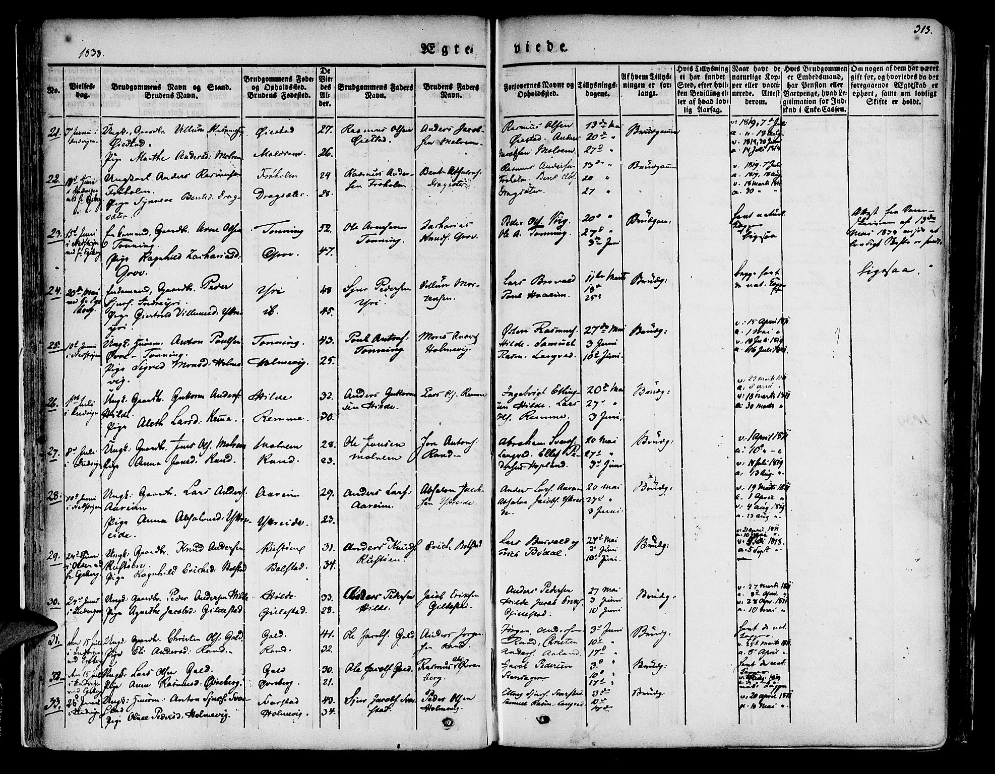 Innvik sokneprestembete, SAB/A-80501: Parish register (official) no. A 4II, 1832-1846, p. 313