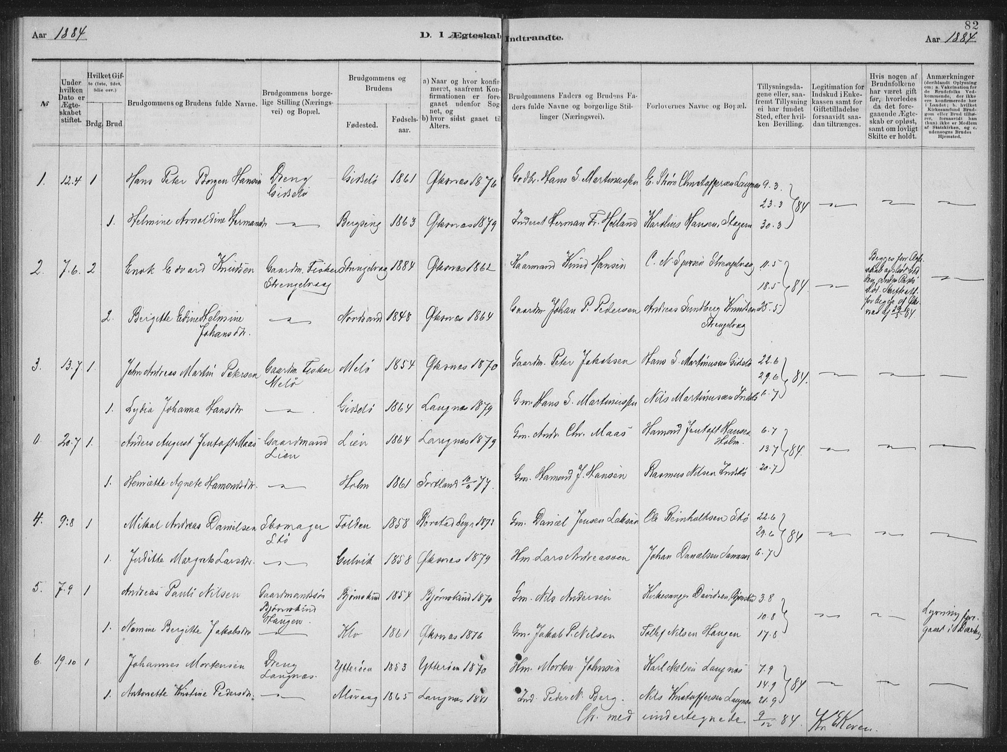 Ministerialprotokoller, klokkerbøker og fødselsregistre - Nordland, AV/SAT-A-1459/894/L1359: Parish register (copy) no. 894C02, 1877-1884, p. 82