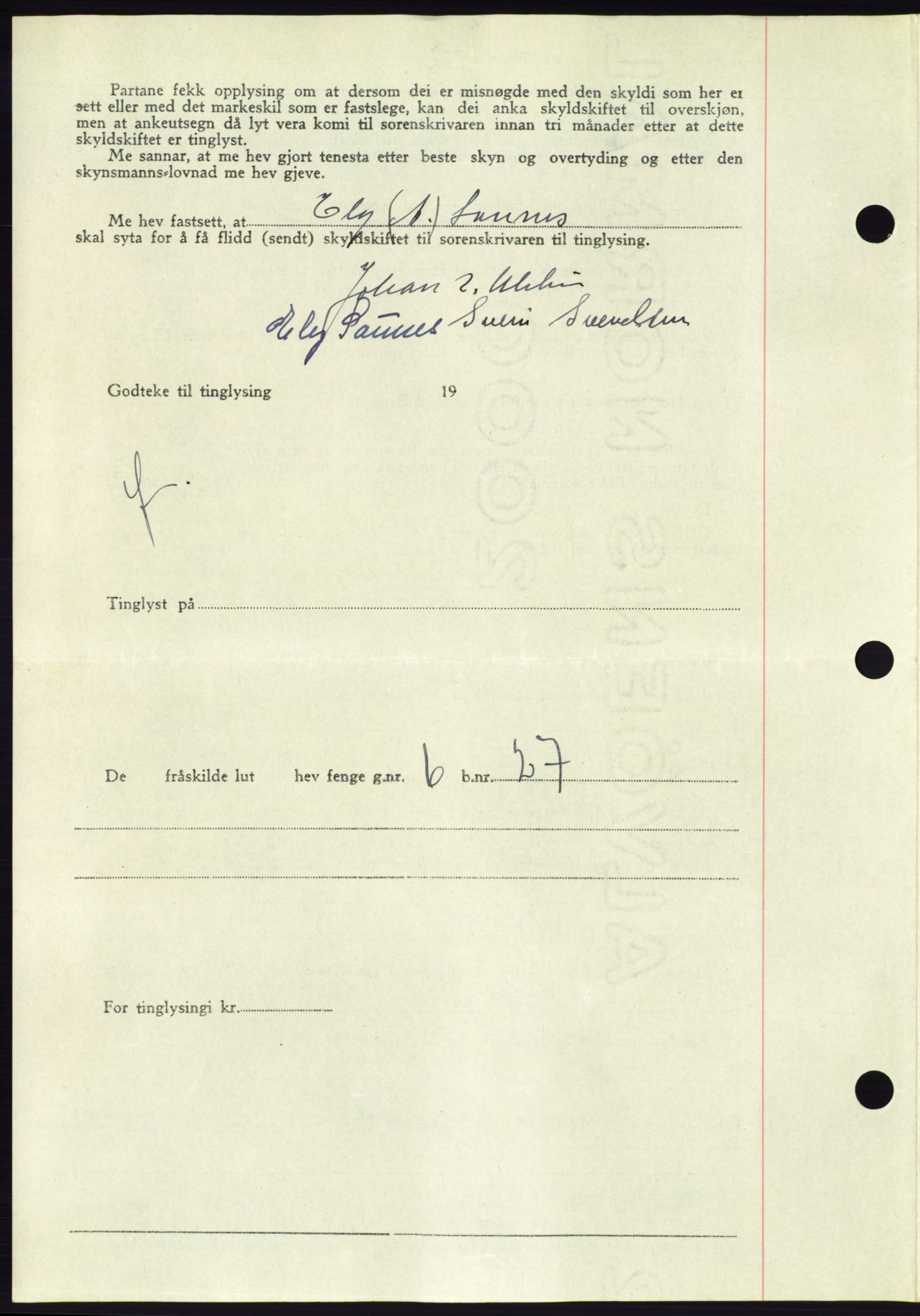 Søre Sunnmøre sorenskriveri, AV/SAT-A-4122/1/2/2C/L0082: Mortgage book no. 8A, 1948-1948, Diary no: : 393/1948