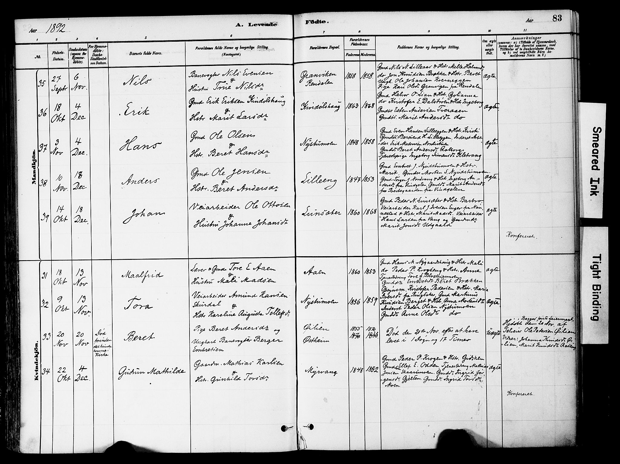Tynset prestekontor, SAH/PREST-058/H/Ha/Haa/L0022: Parish register (official) no. 22, 1880-1899, p. 83