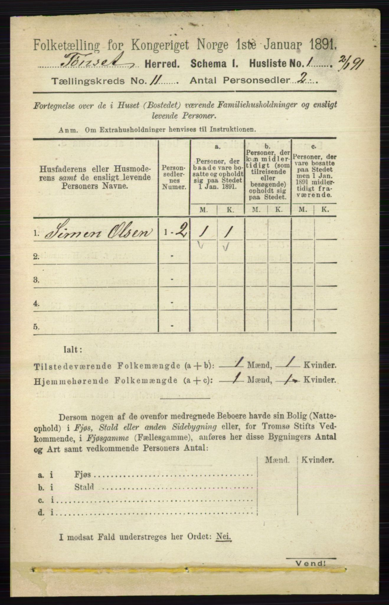 RA, 1891 census for 0437 Tynset, 1891, p. 2984