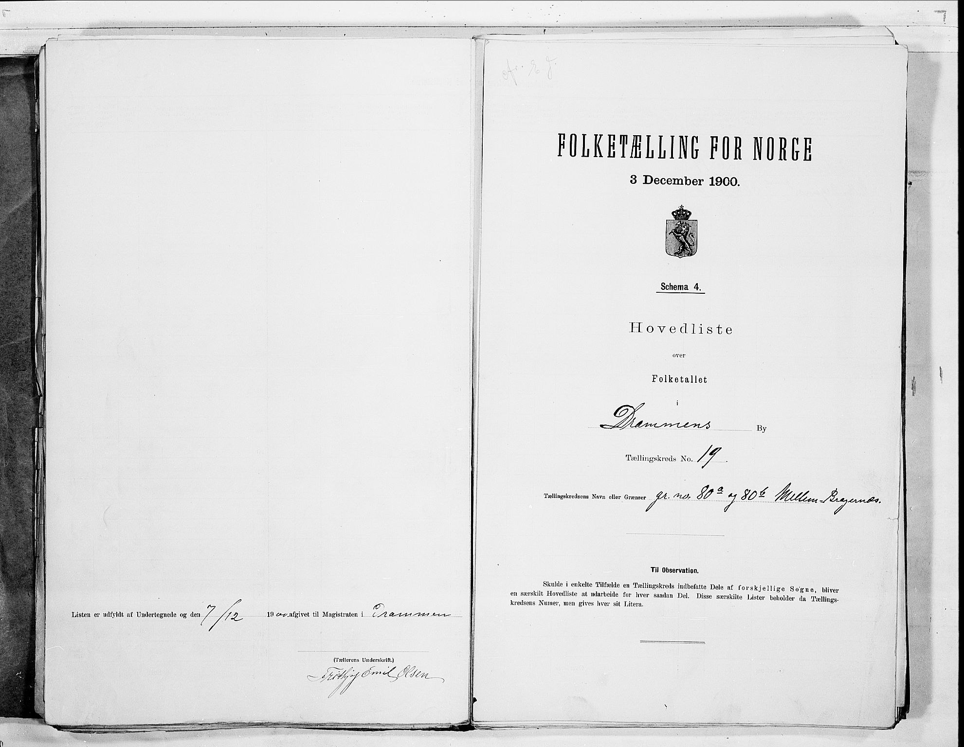 RA, 1900 census for Drammen, 1900, p. 43