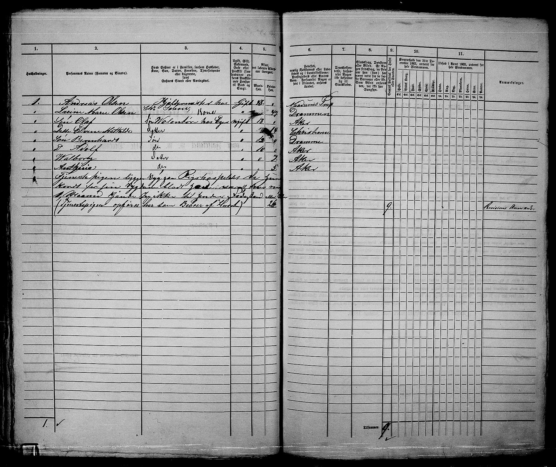 RA, 1865 census for Kristiania, 1865, p. 4605