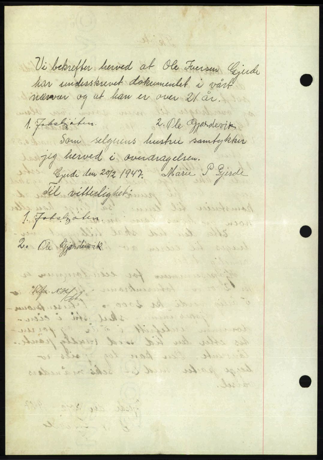 Nordmøre sorenskriveri, AV/SAT-A-4132/1/2/2Ca: Mortgage book no. A104, 1947-1947, Diary no: : 453/1947