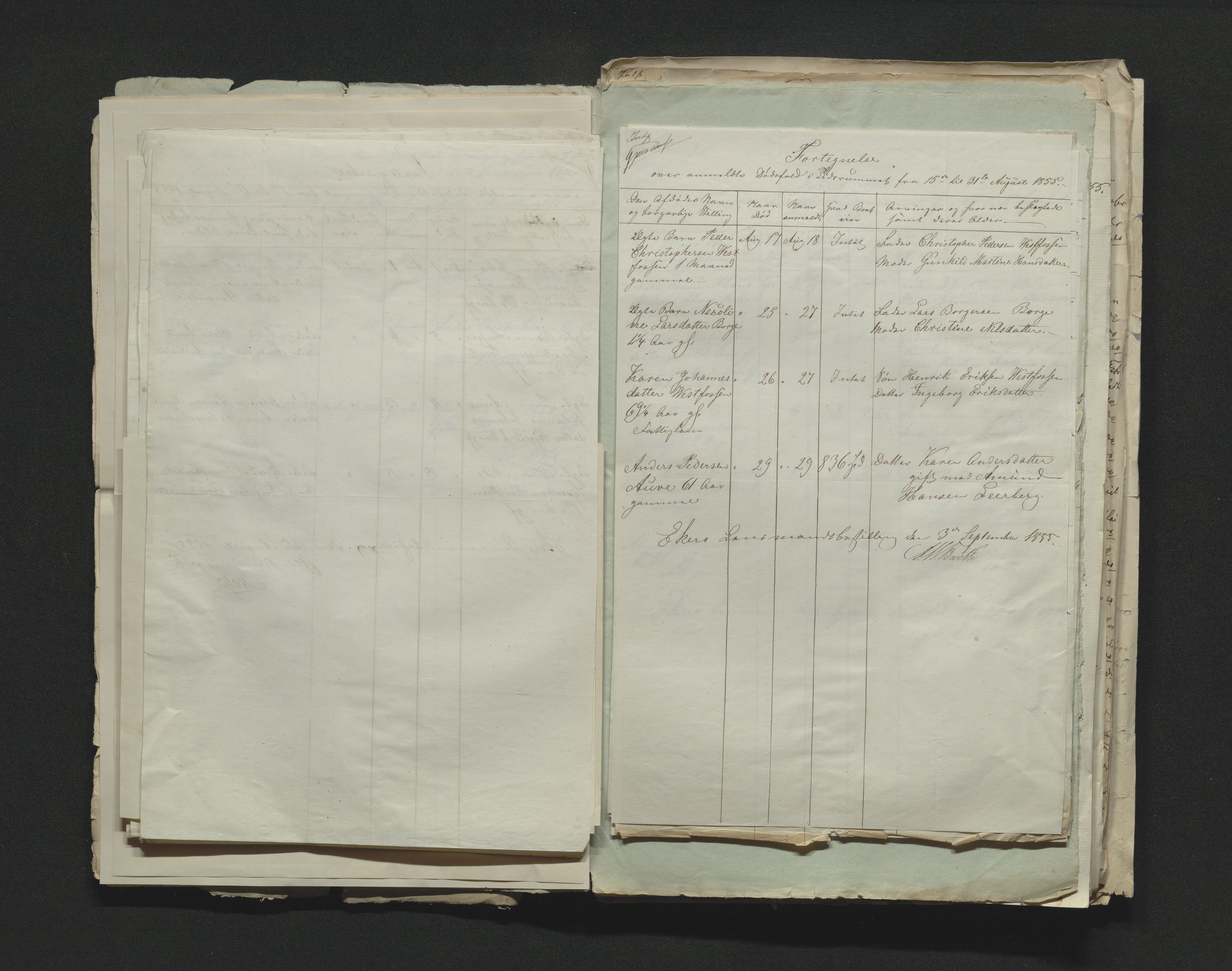 Eiker, Modum og Sigdal sorenskriveri, AV/SAKO-A-123/H/Ha/Hab/L0009: Dødsfallsmeldinger, 1854-1857, p. 161