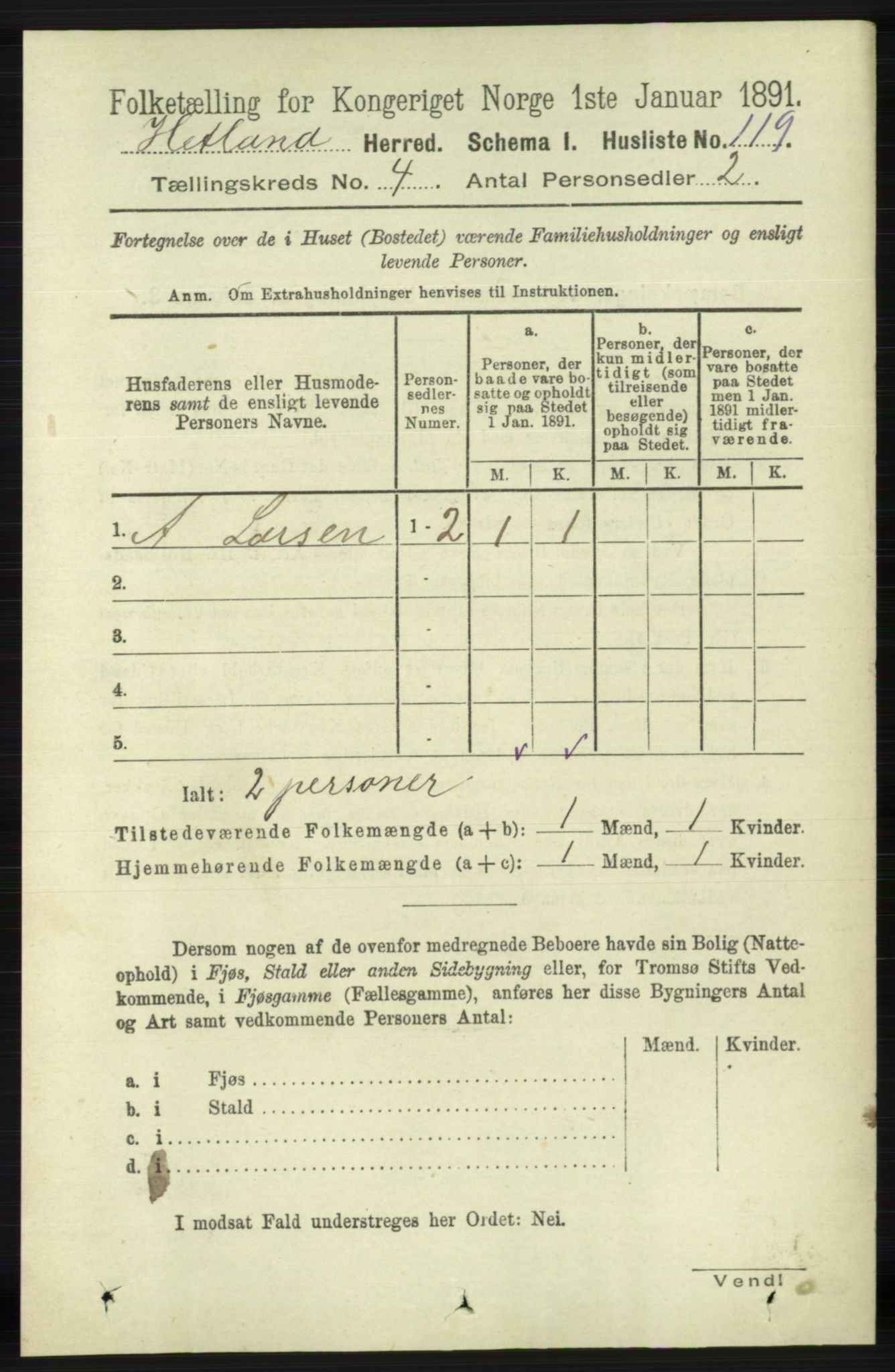 RA, 1891 census for 1126 Hetland, 1891, p. 1977