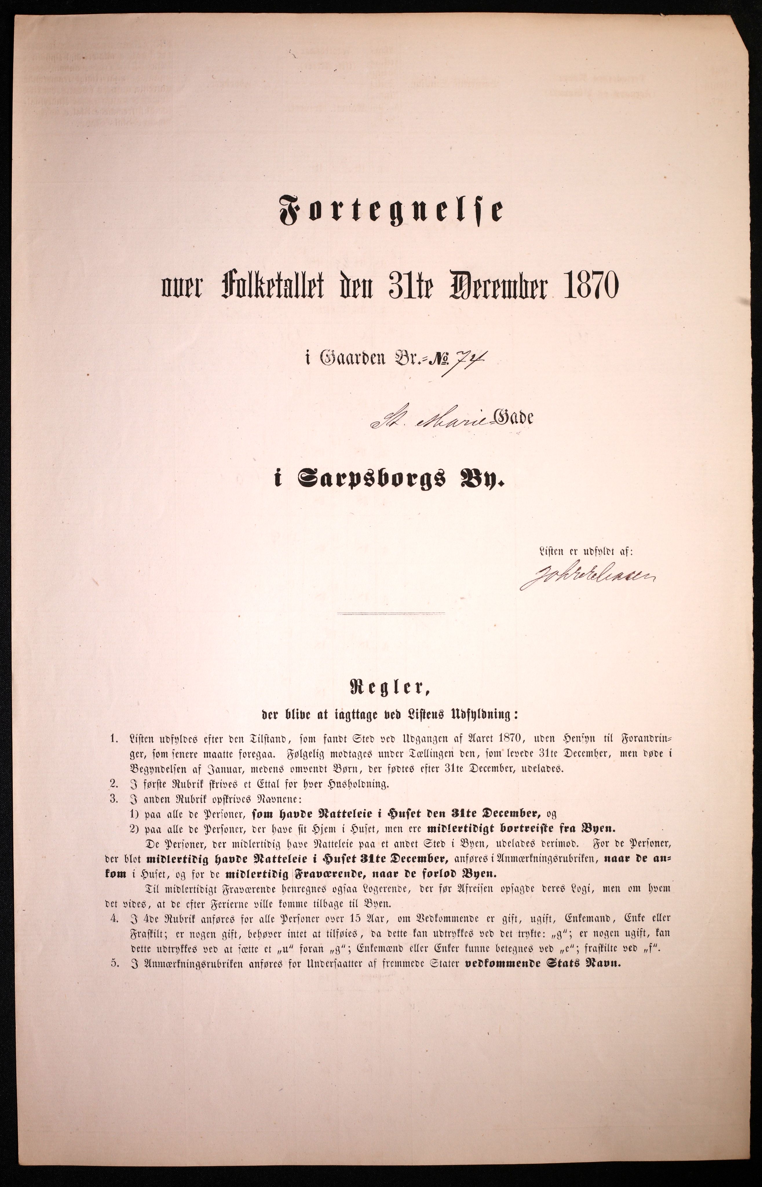 RA, 1870 census for 0102 Sarpsborg, 1870, p. 459