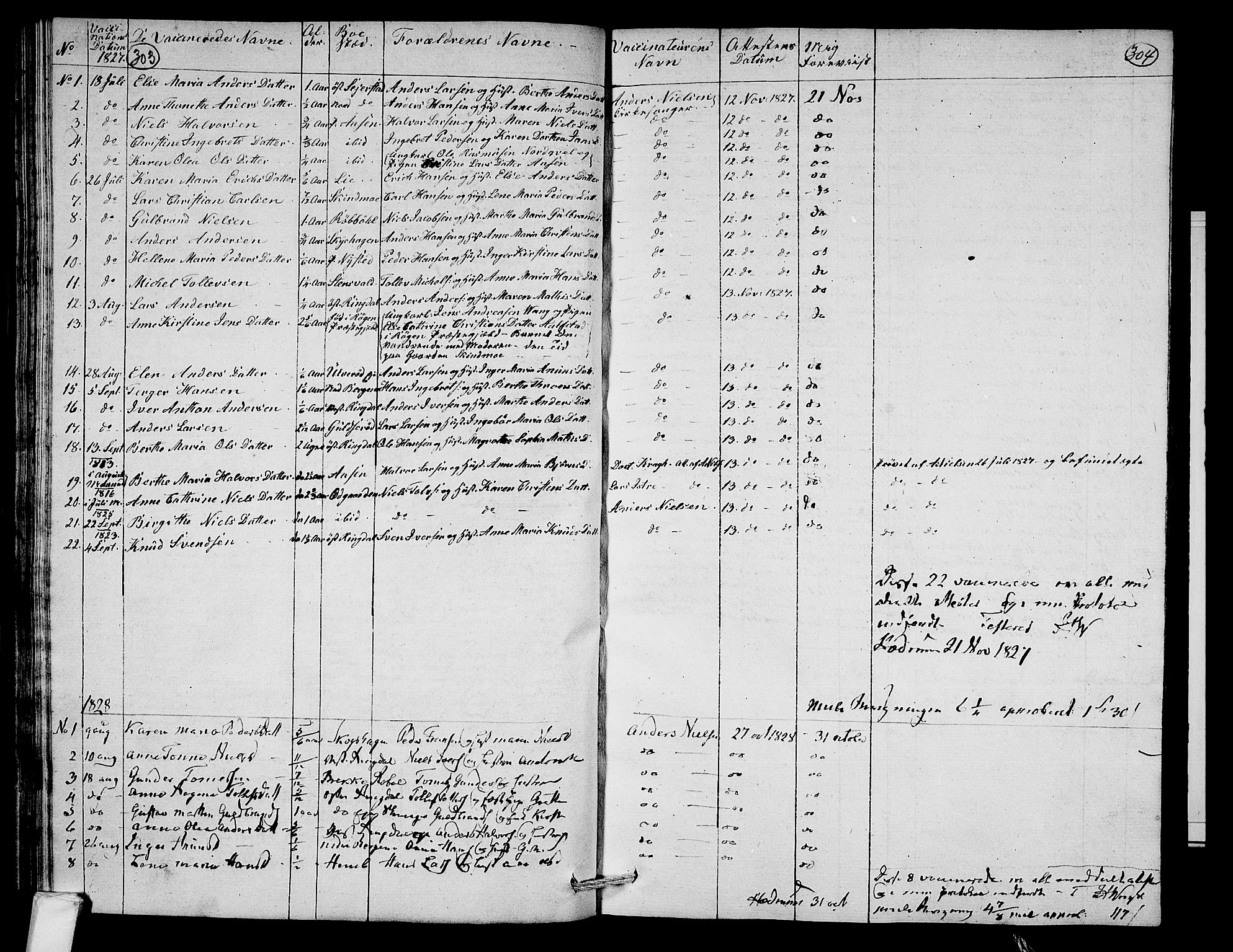 Hedrum kirkebøker, AV/SAKO-A-344/F/Fa/L0003: Parish register (official) no. I 3, 1807-1816, p. 303-304