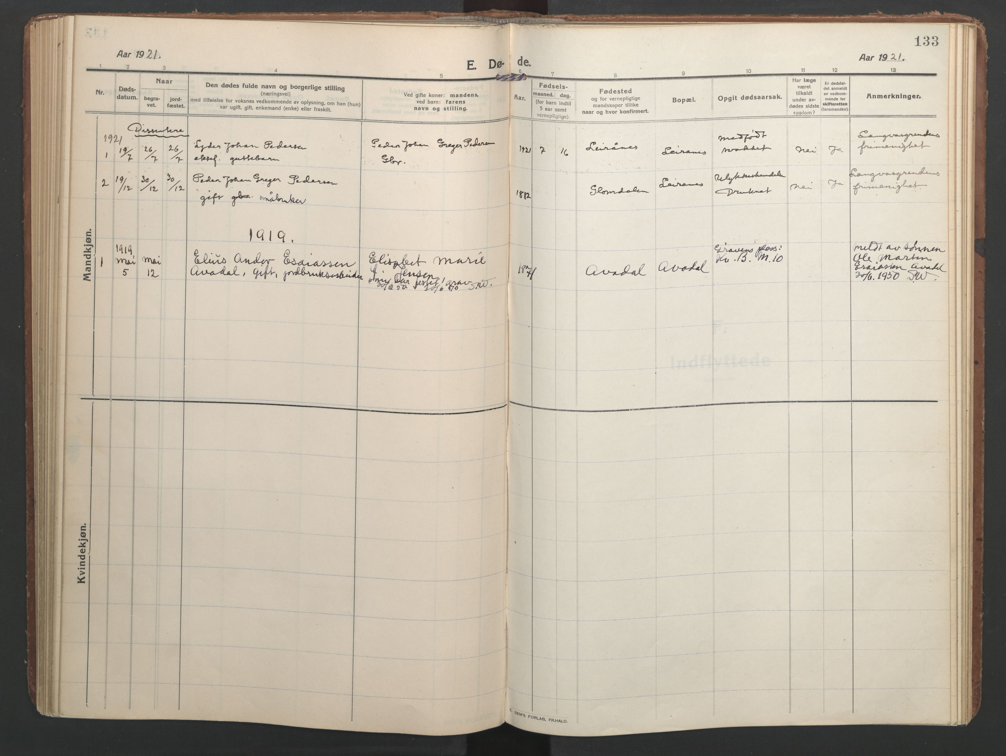 Ministerialprotokoller, klokkerbøker og fødselsregistre - Nordland, SAT/A-1459/827/L0405: Parish register (official) no. 827A17, 1912-1925, p. 133