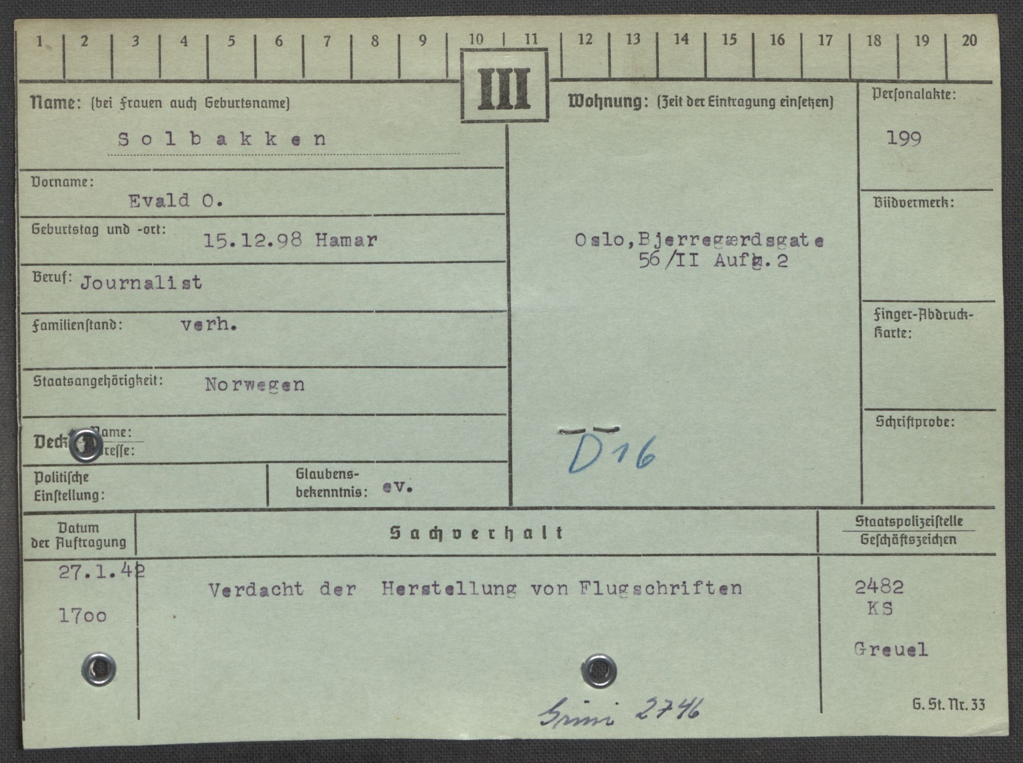 Befehlshaber der Sicherheitspolizei und des SD, AV/RA-RAFA-5969/E/Ea/Eaa/L0009: Register over norske fanger i Møllergata 19: Ru-Sy, 1940-1945, p. 960