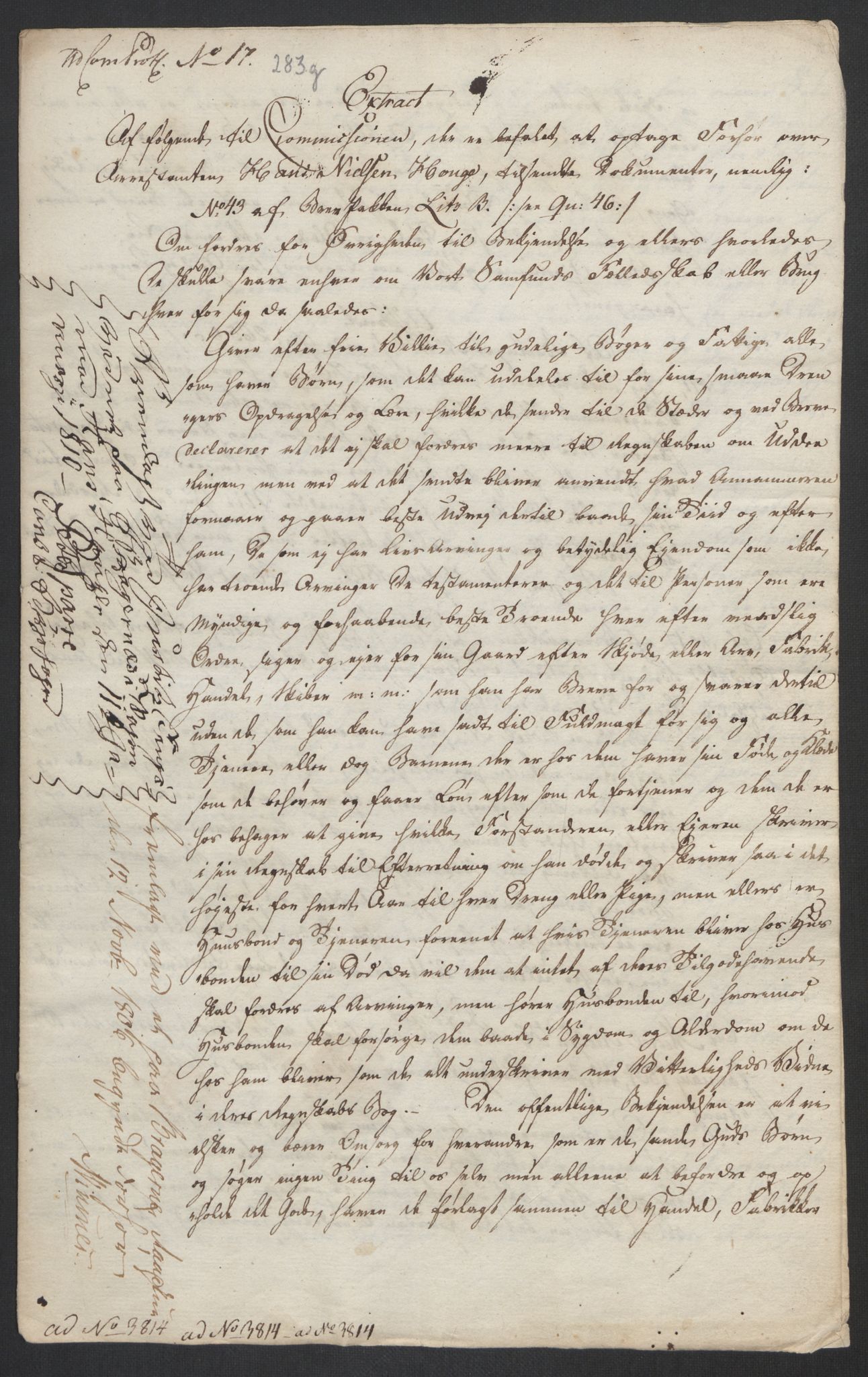 Justisdepartementet, Kommisjon i saken mot Hans Nielsen Hauge 1804, RA/S-1151/D/L0003: Hans Nielsen Hauges sak, 1813, p. 657