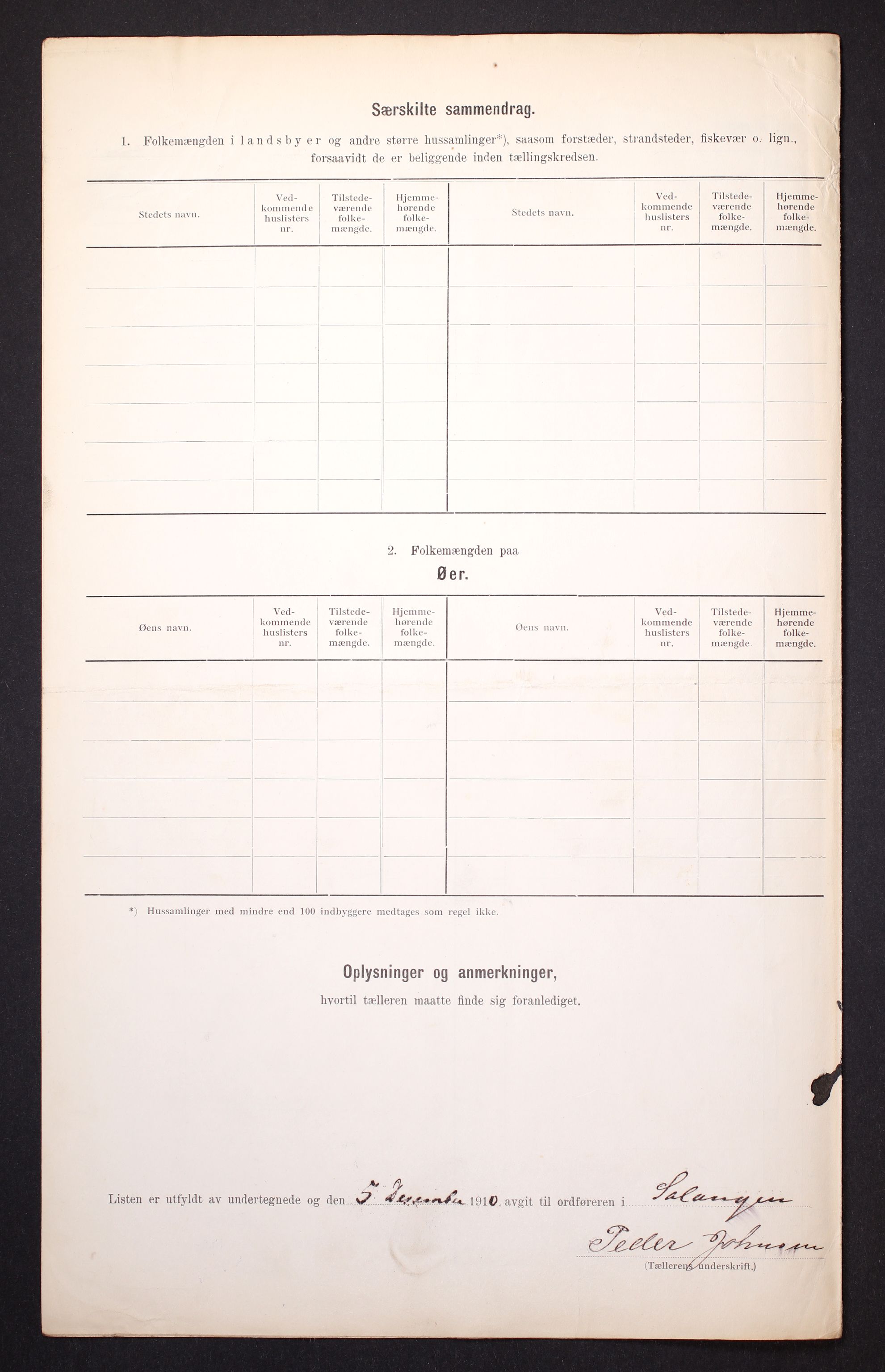 RA, 1910 census for Salangen, 1910, p. 45