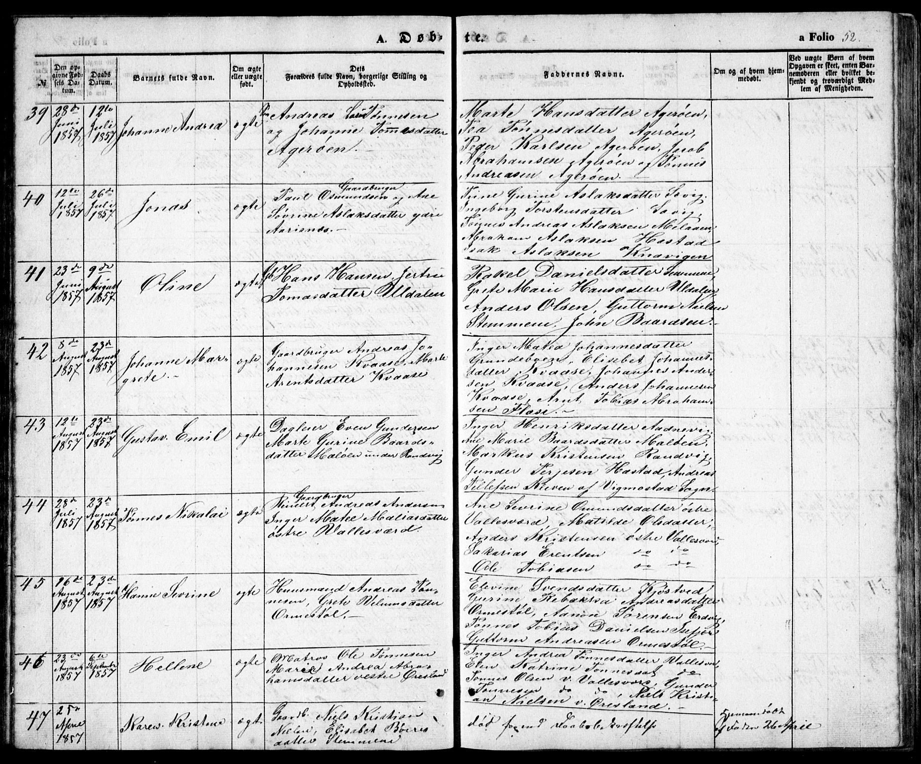 Høvåg sokneprestkontor, SAK/1111-0025/F/Fb/L0002: Parish register (copy) no. B 2, 1847-1869, p. 52