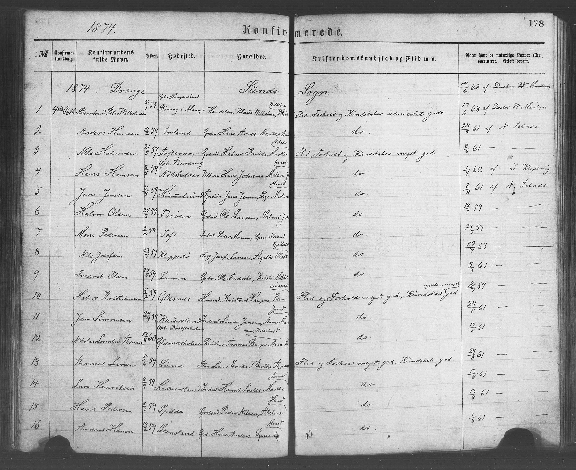 Sund sokneprestembete, SAB/A-99930: Parish register (official) no. A 15, 1867-1881, p. 178