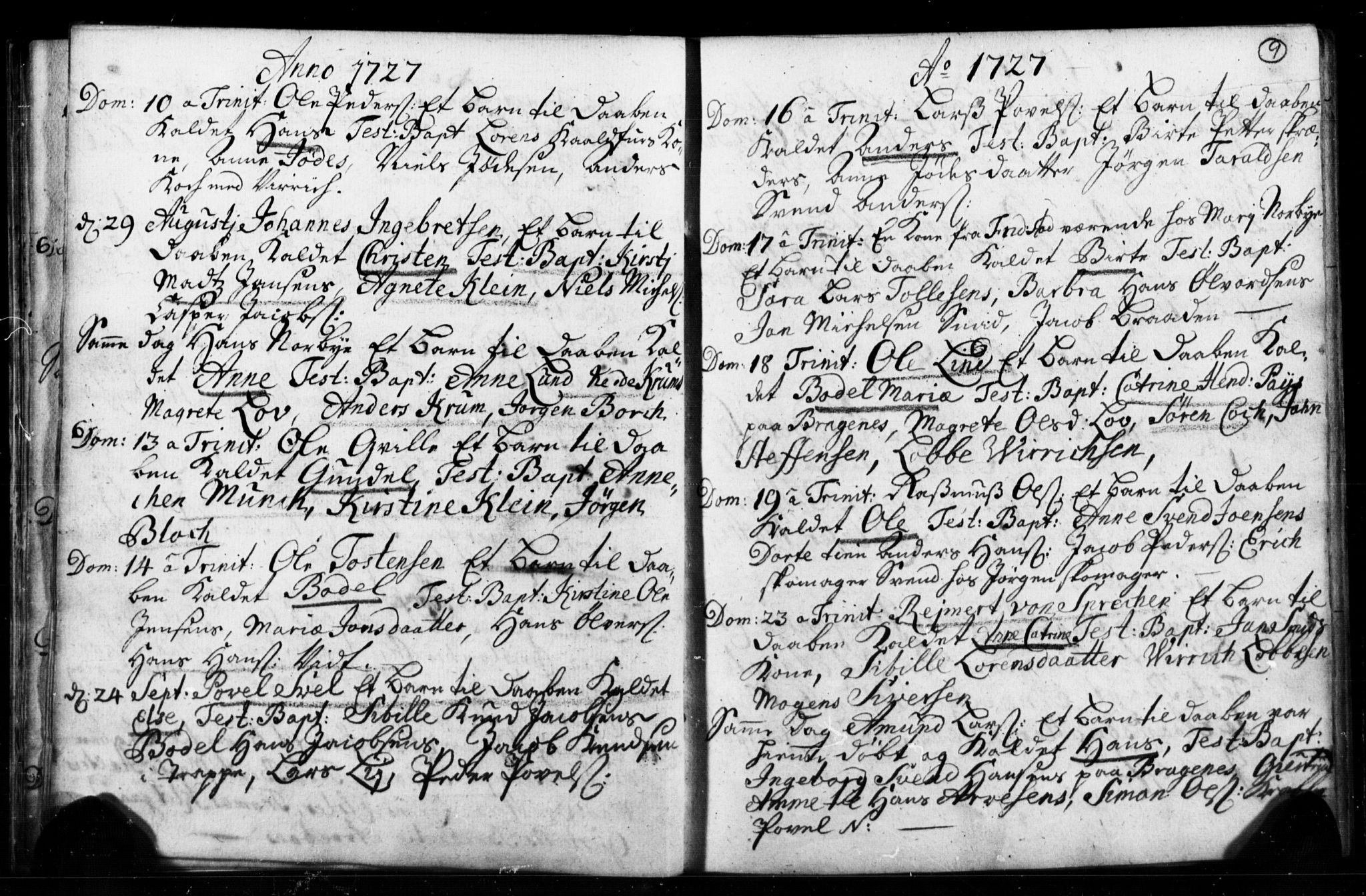 Strømsø kirkebøker, AV/SAKO-A-246/F/Fb/L0001: Parish register (official) no. II 1, 1725-1737, p. 9