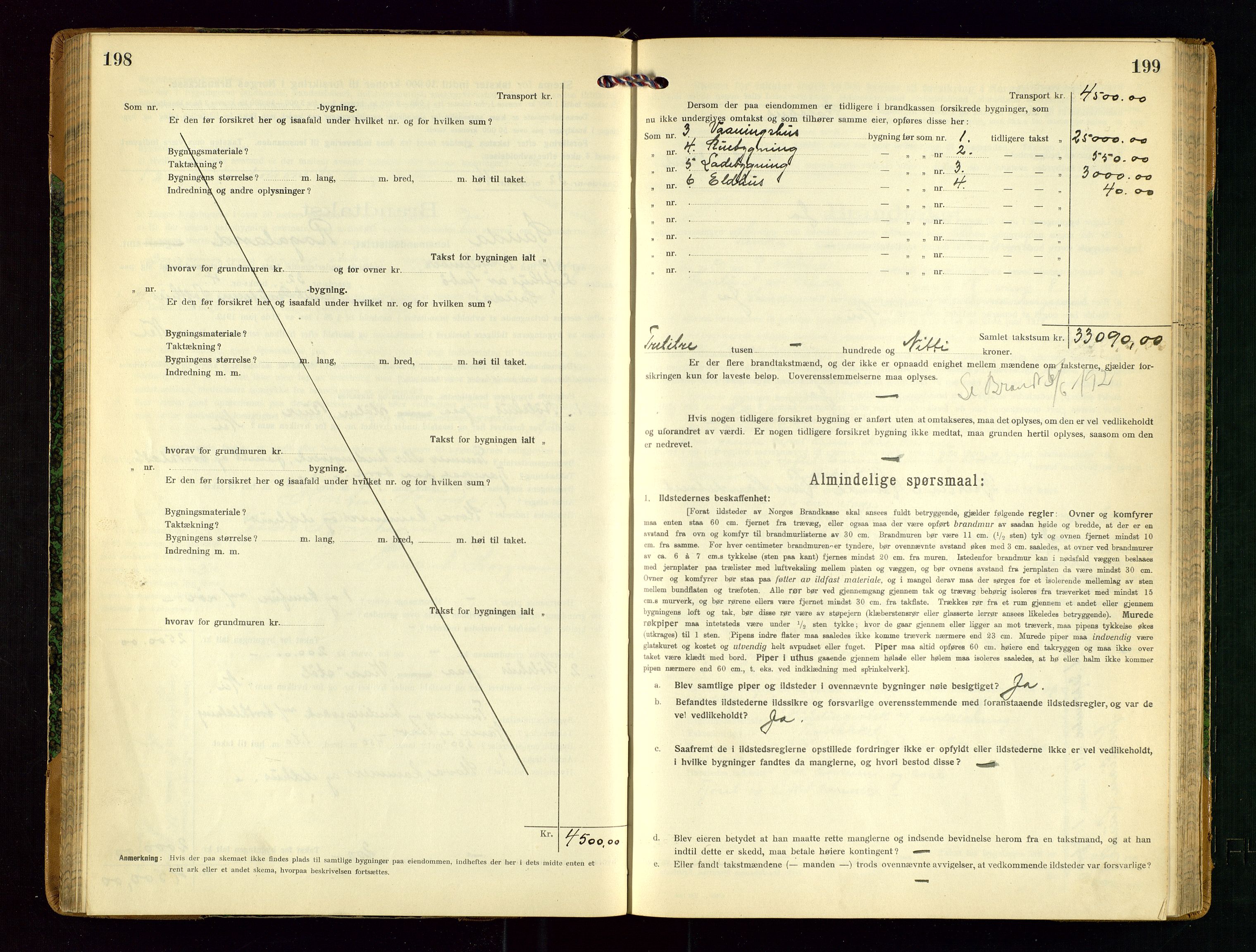 Sauda lensmannskontor, AV/SAST-A-100177/Gob/L0002: Branntakstprotokoll - skjematakst, 1916-1928, p. 198-199