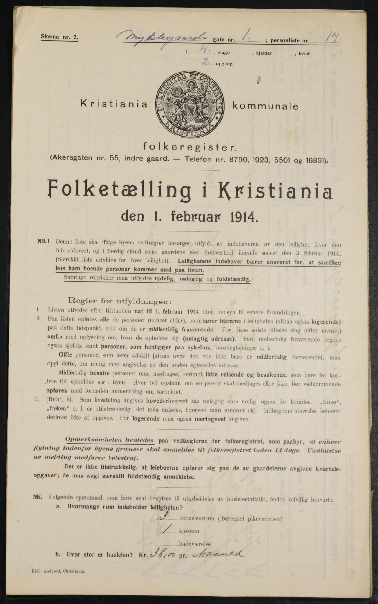 OBA, Municipal Census 1914 for Kristiania, 1914, p. 68169