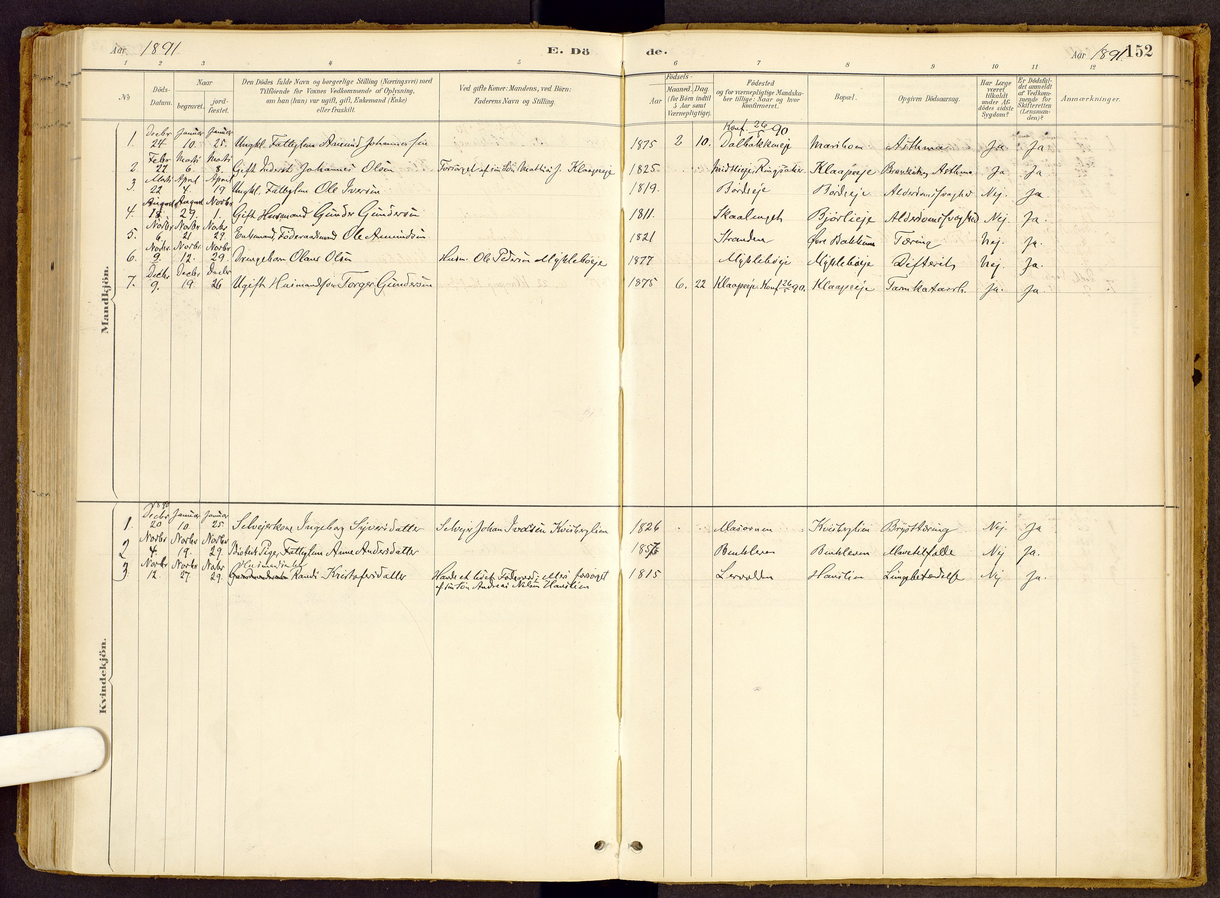 Vestre Gausdal prestekontor, SAH/PREST-094/H/Ha/Haa/L0002: Parish register (official) no. 2, 1887-1918, p. 152