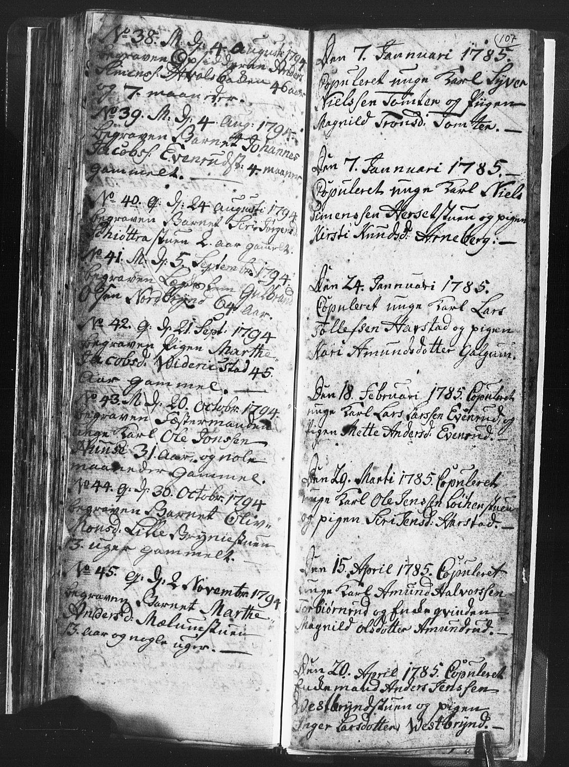 Romedal prestekontor, SAH/PREST-004/L/L0001: Parish register (copy) no. 1, 1785-1794, p. 107