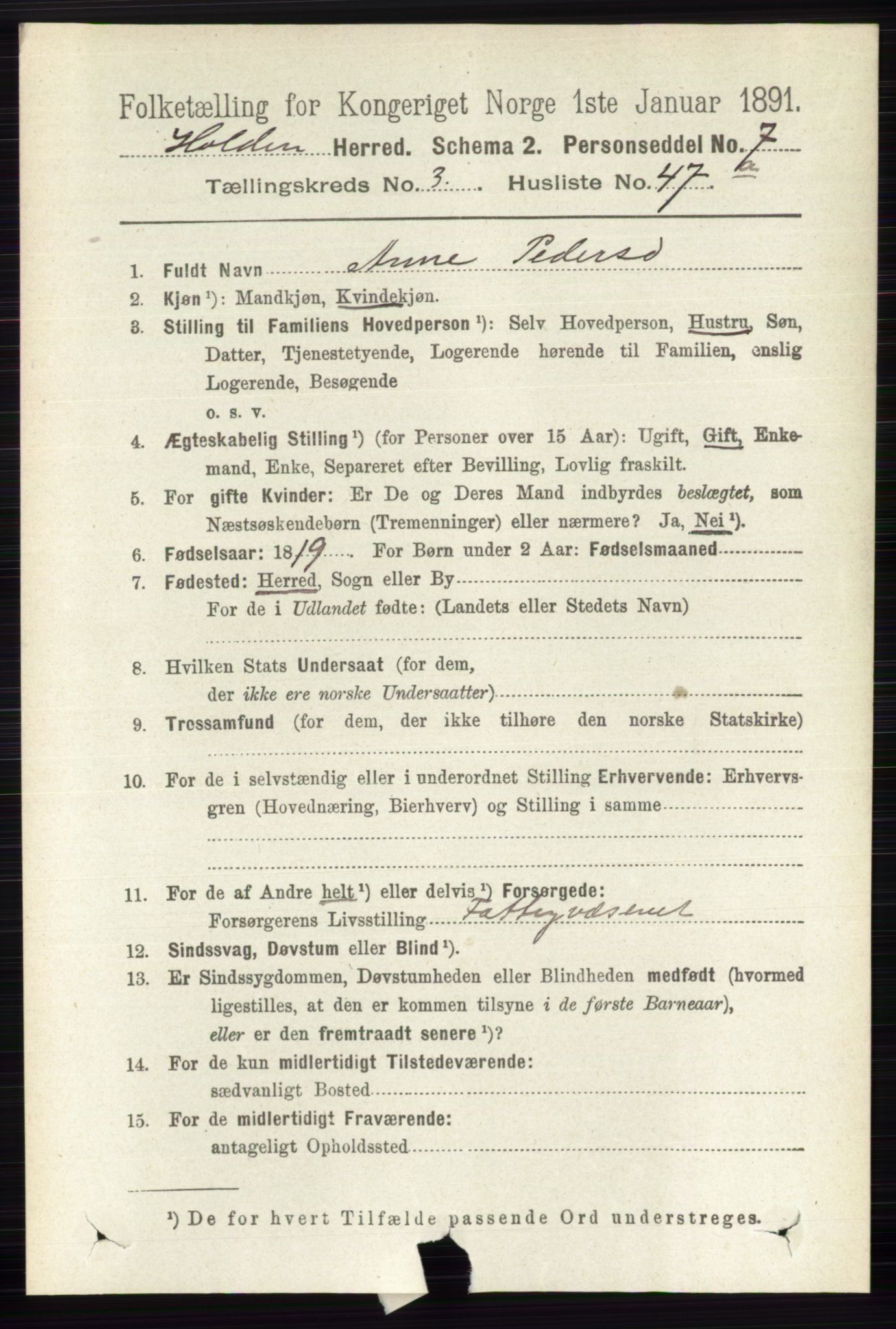 RA, 1891 census for 0819 Holla, 1891, p. 1835