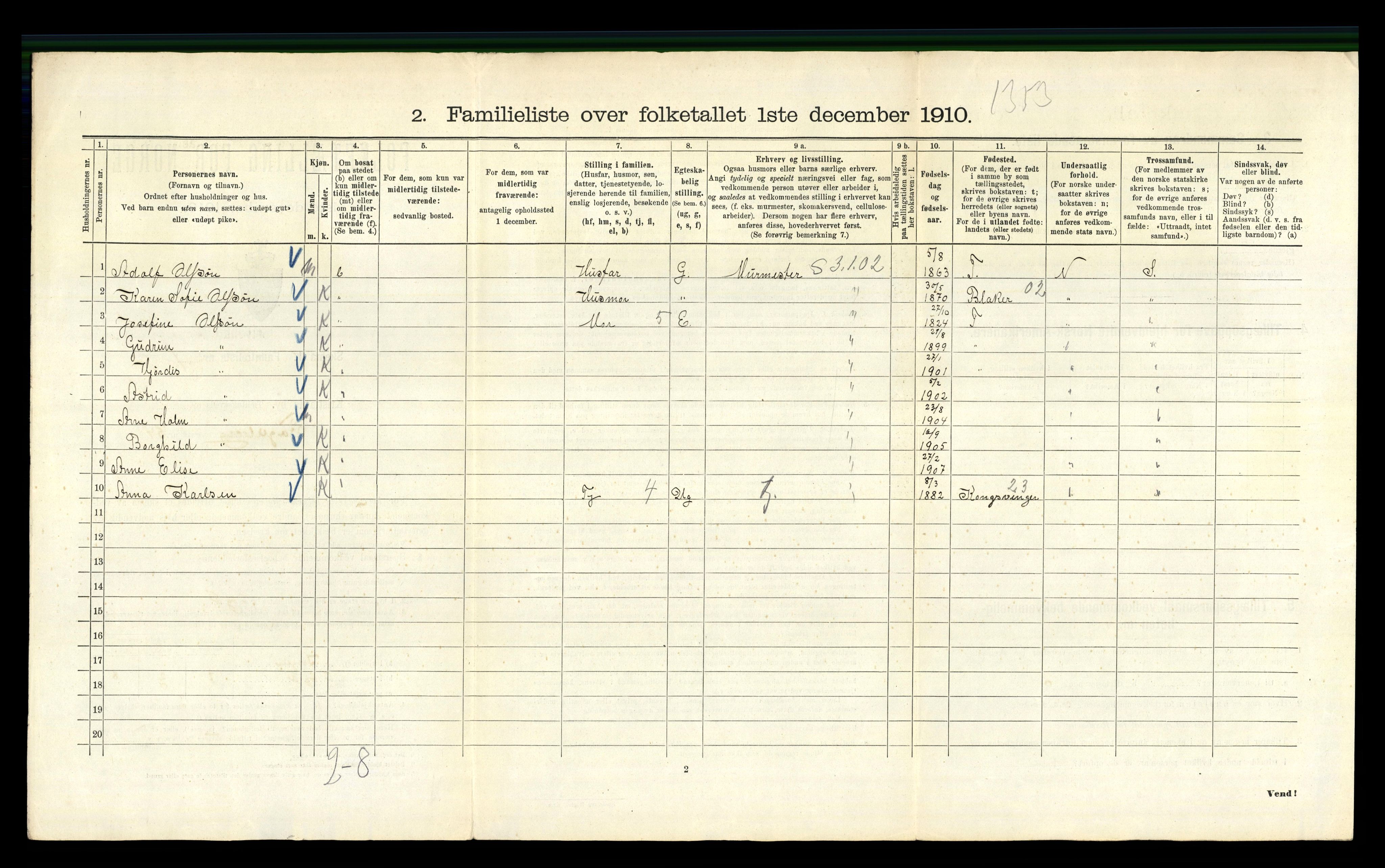 RA, 1910 census for Kristiania, 1910, p. 22964