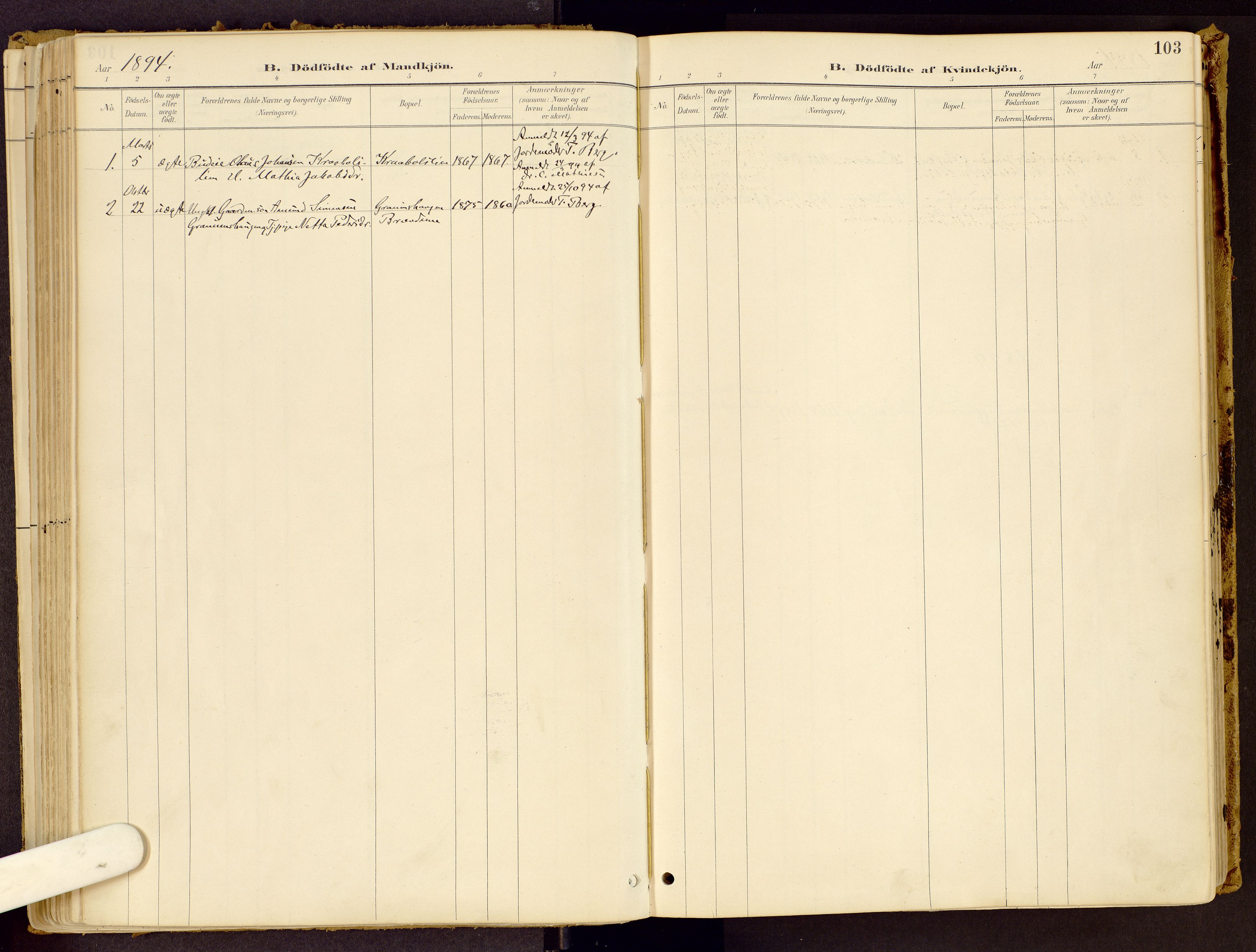 Vestre Gausdal prestekontor, AV/SAH-PREST-094/H/Ha/Haa/L0001: Parish register (official) no. 1, 1887-1914, p. 103