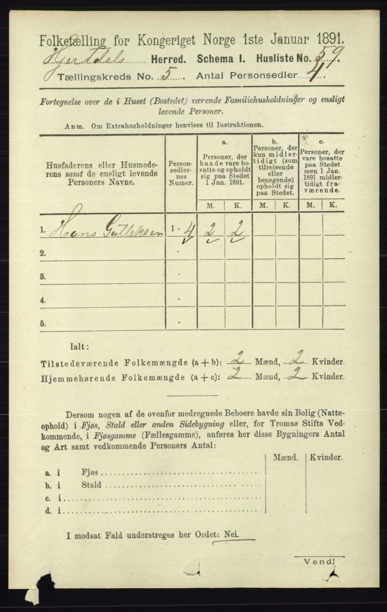 RA, 1891 census for 0827 Hjartdal, 1891, p. 1802