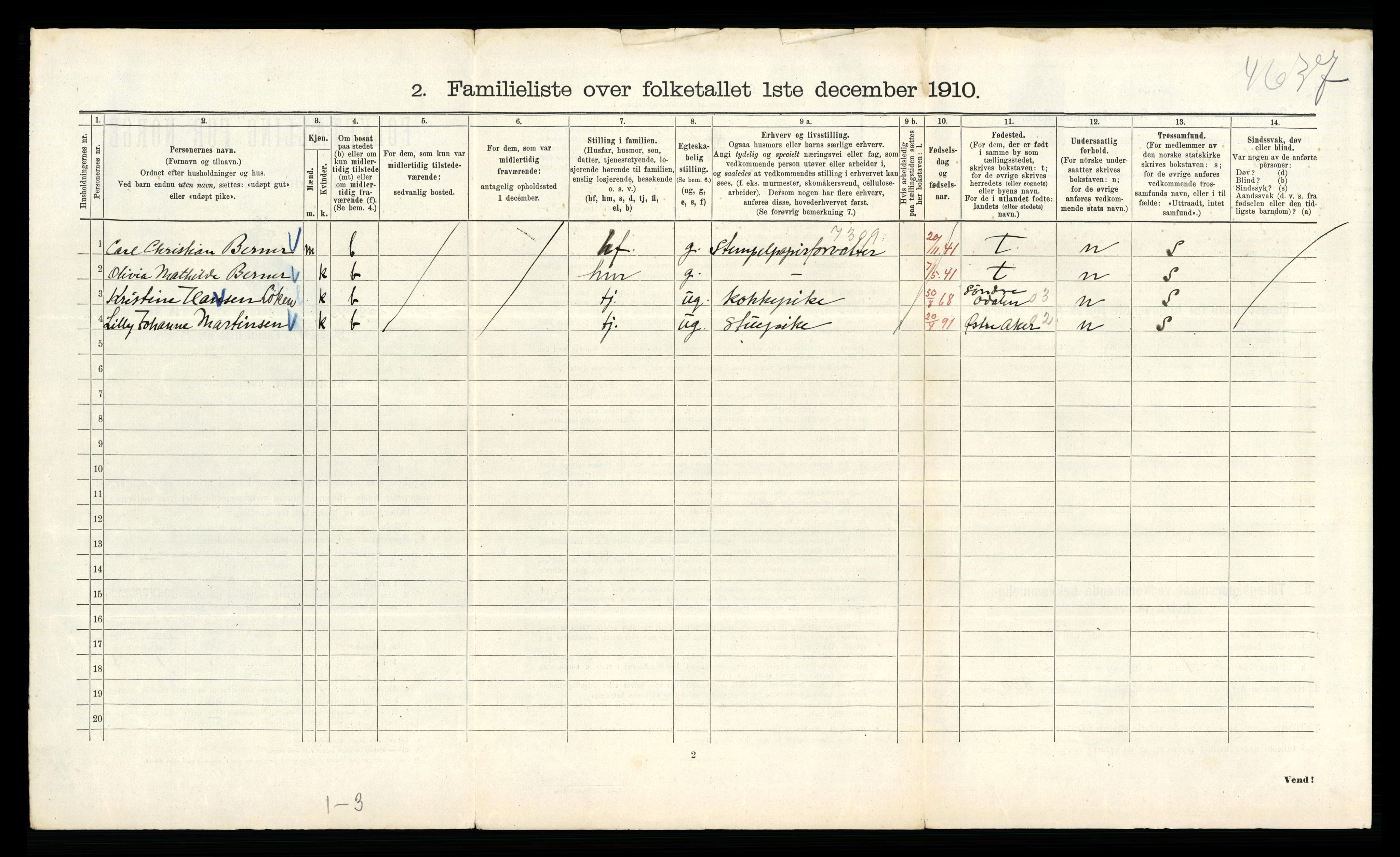 RA, 1910 census for Kristiania, 1910, p. 41298