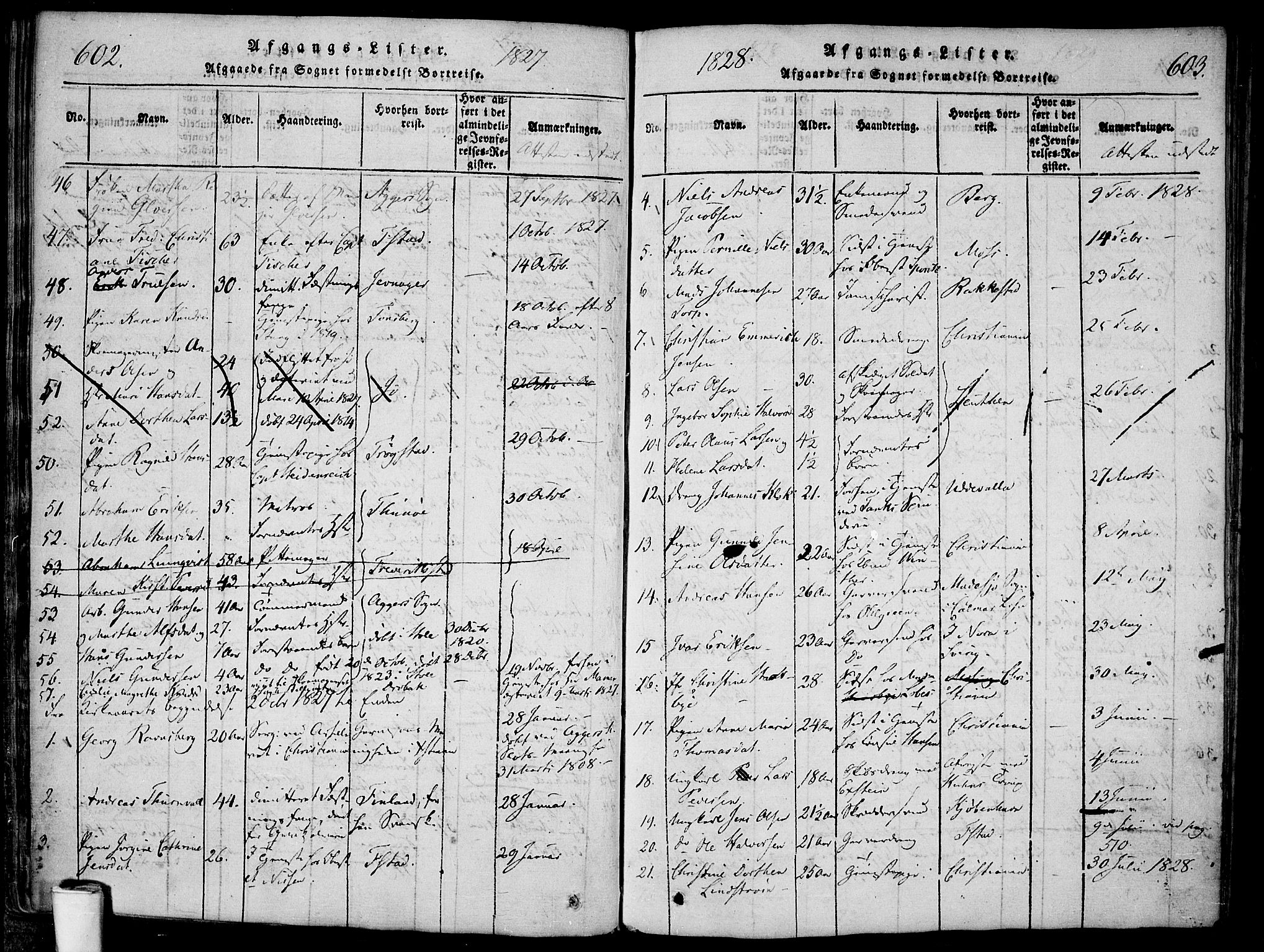 Halden prestekontor Kirkebøker, AV/SAO-A-10909/F/Fa/L0003: Parish register (official) no. I 3, 1815-1834, p. 602-603