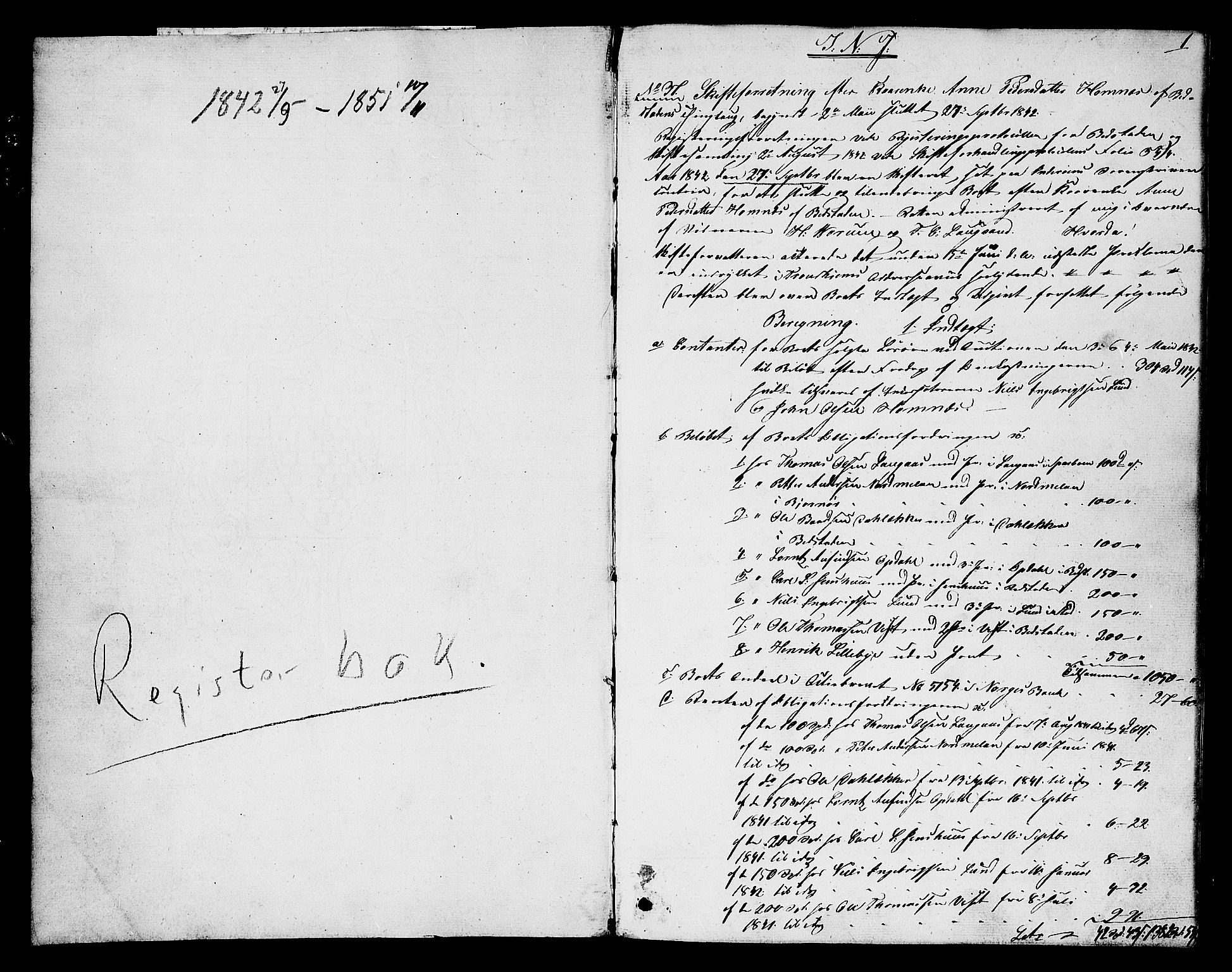 Inderøy sorenskriveri, AV/SAT-A-4147/1/3/3A/L0025: Skifteprotokoll, 1842-1851, p. 0b-1a
