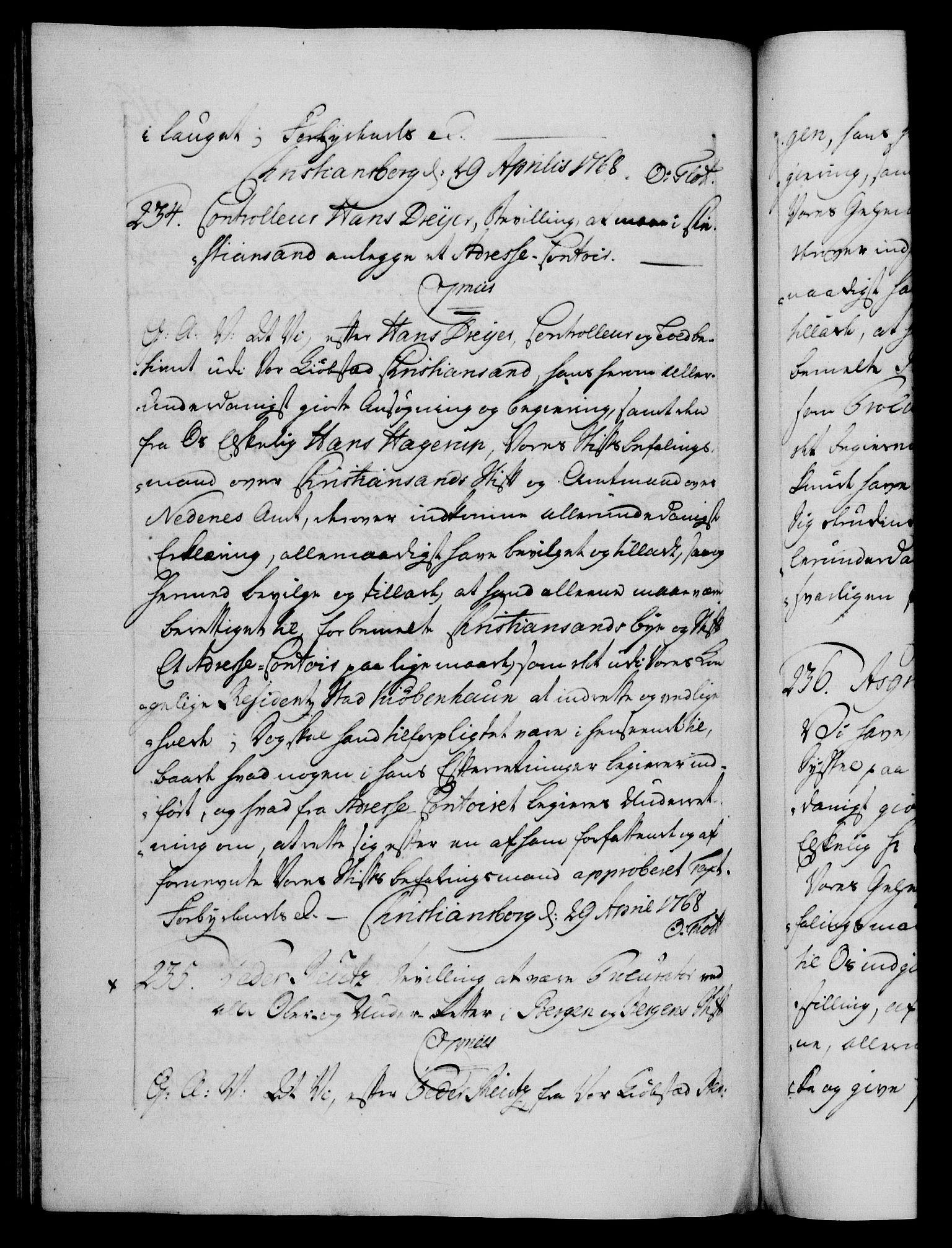 Danske Kanselli 1572-1799, AV/RA-EA-3023/F/Fc/Fca/Fcaa/L0043: Norske registre, 1766-1768, p. 616b