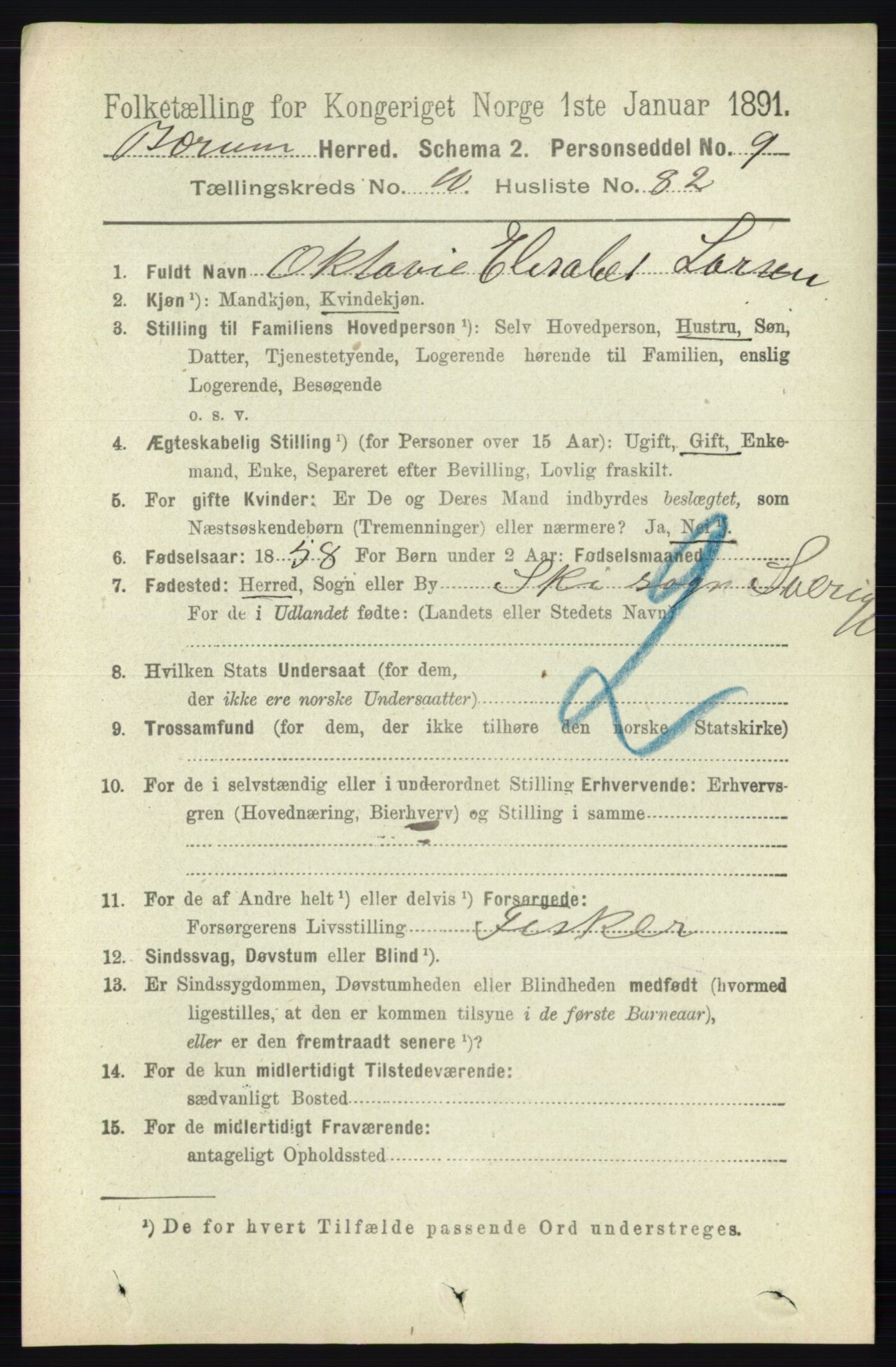 RA, 1891 census for 0219 Bærum, 1891, p. 7112