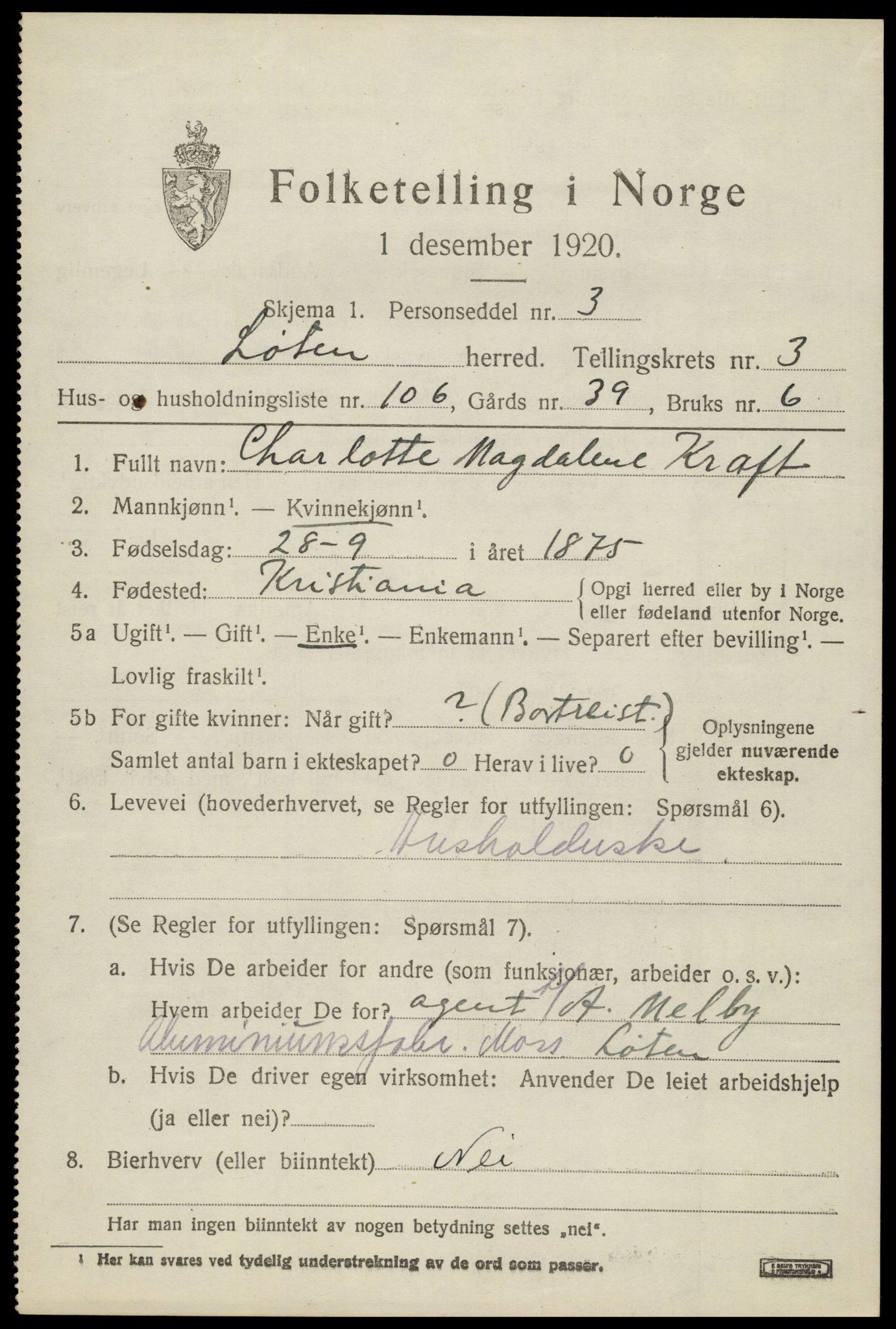 SAH, 1920 census for Løten, 1920, p. 8447