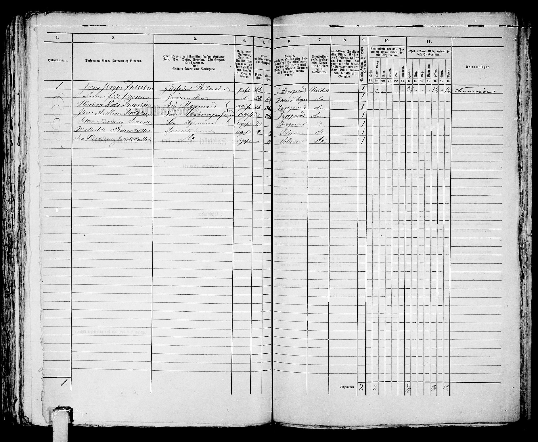 RA, 1865 census for Porsgrunn, 1865, p. 693