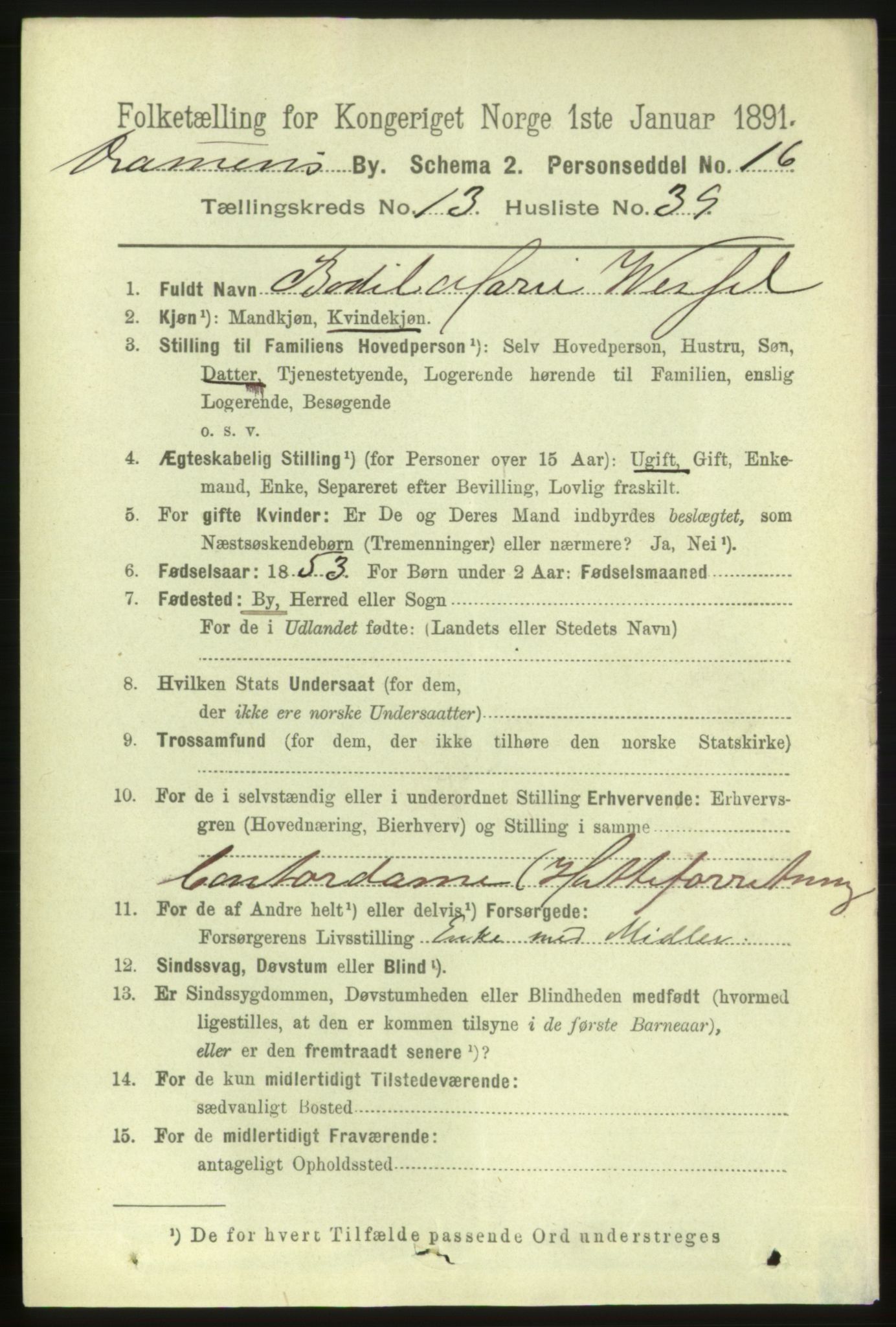 RA, 1891 census for 0602 Drammen, 1891, p. 10053