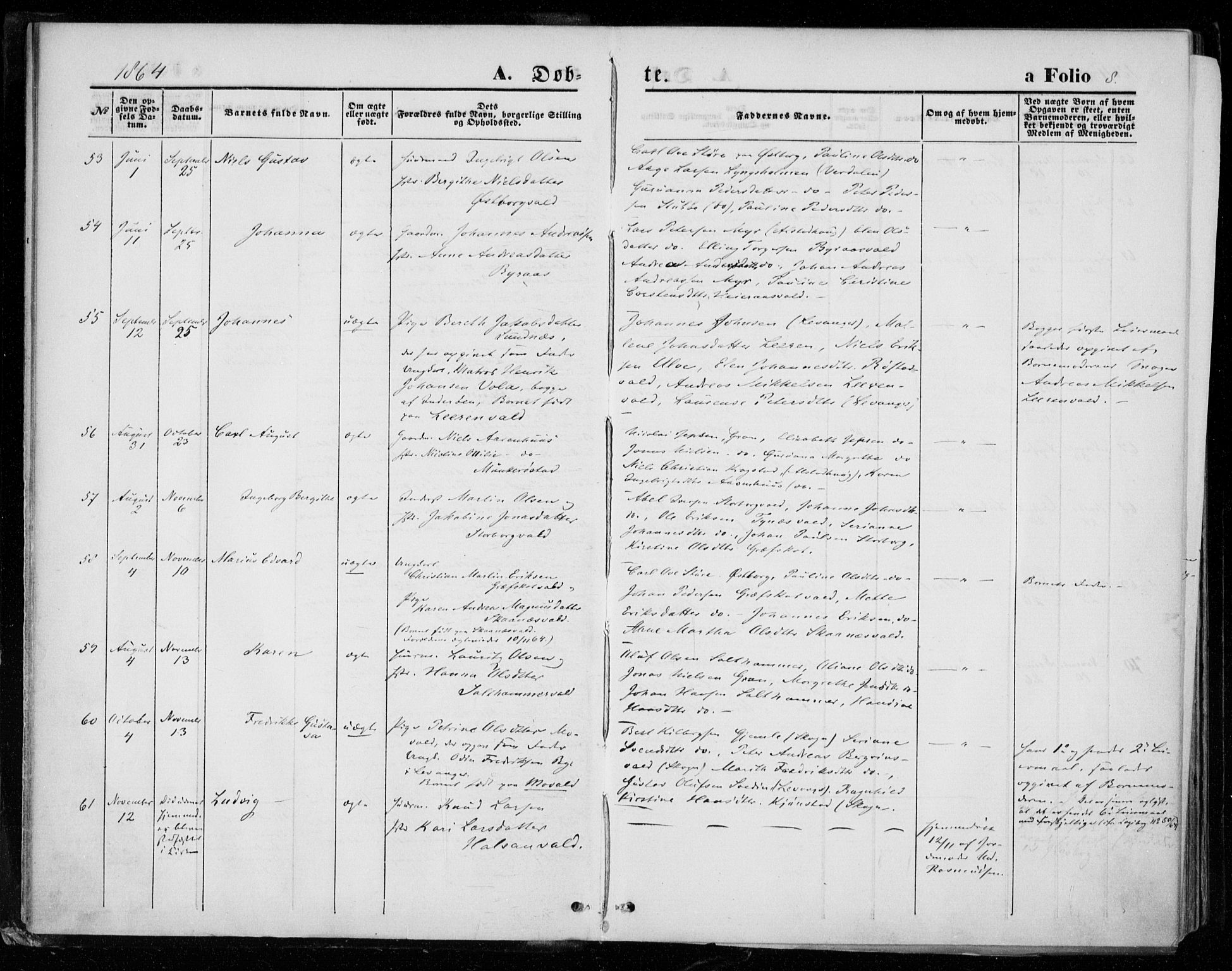 Ministerialprotokoller, klokkerbøker og fødselsregistre - Nord-Trøndelag, AV/SAT-A-1458/721/L0206: Parish register (official) no. 721A01, 1864-1874, p. 8