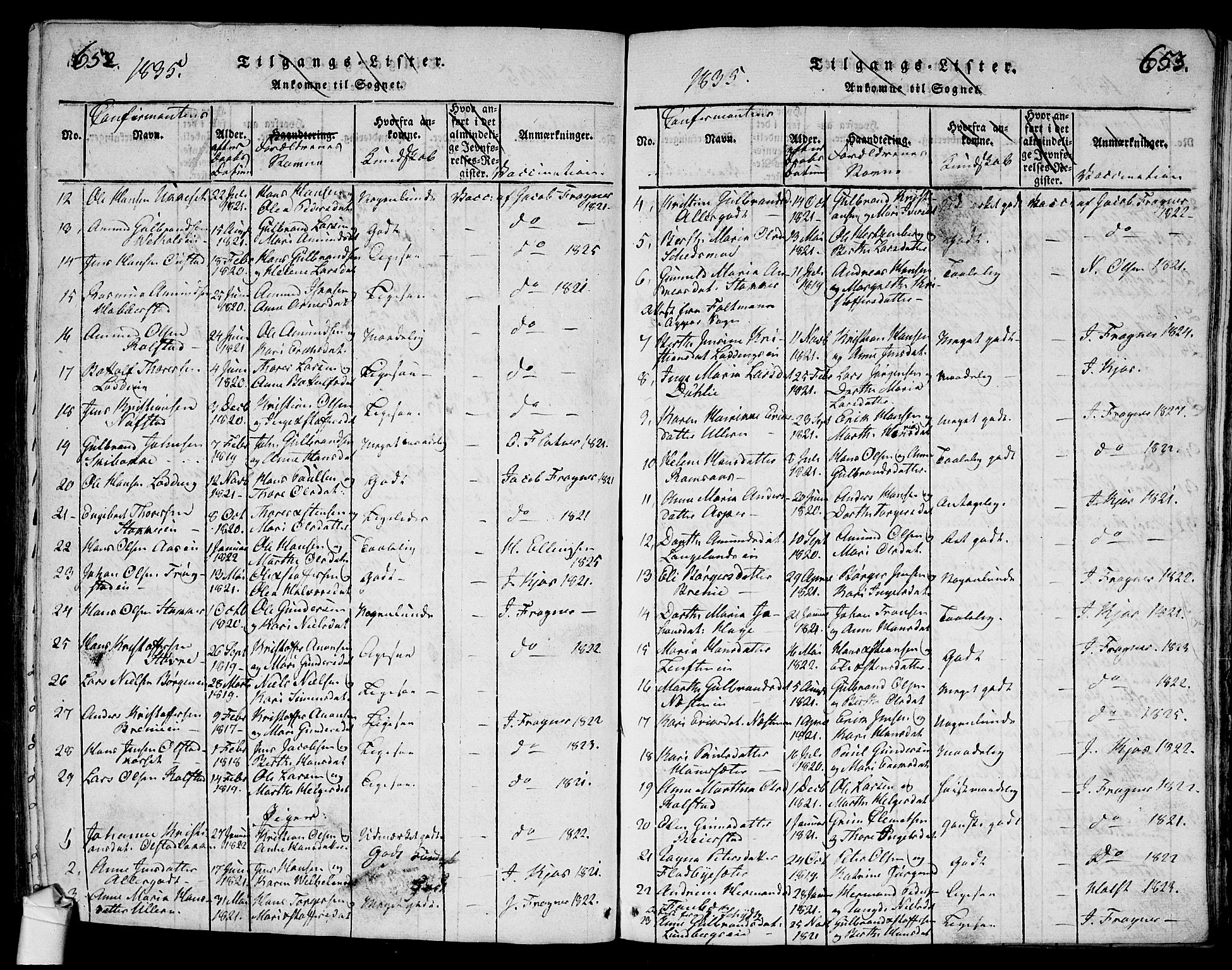 Ullensaker prestekontor Kirkebøker, SAO/A-10236a/G/Ga/L0001: Parish register (copy) no. I 1, 1815-1835, p. 652-653