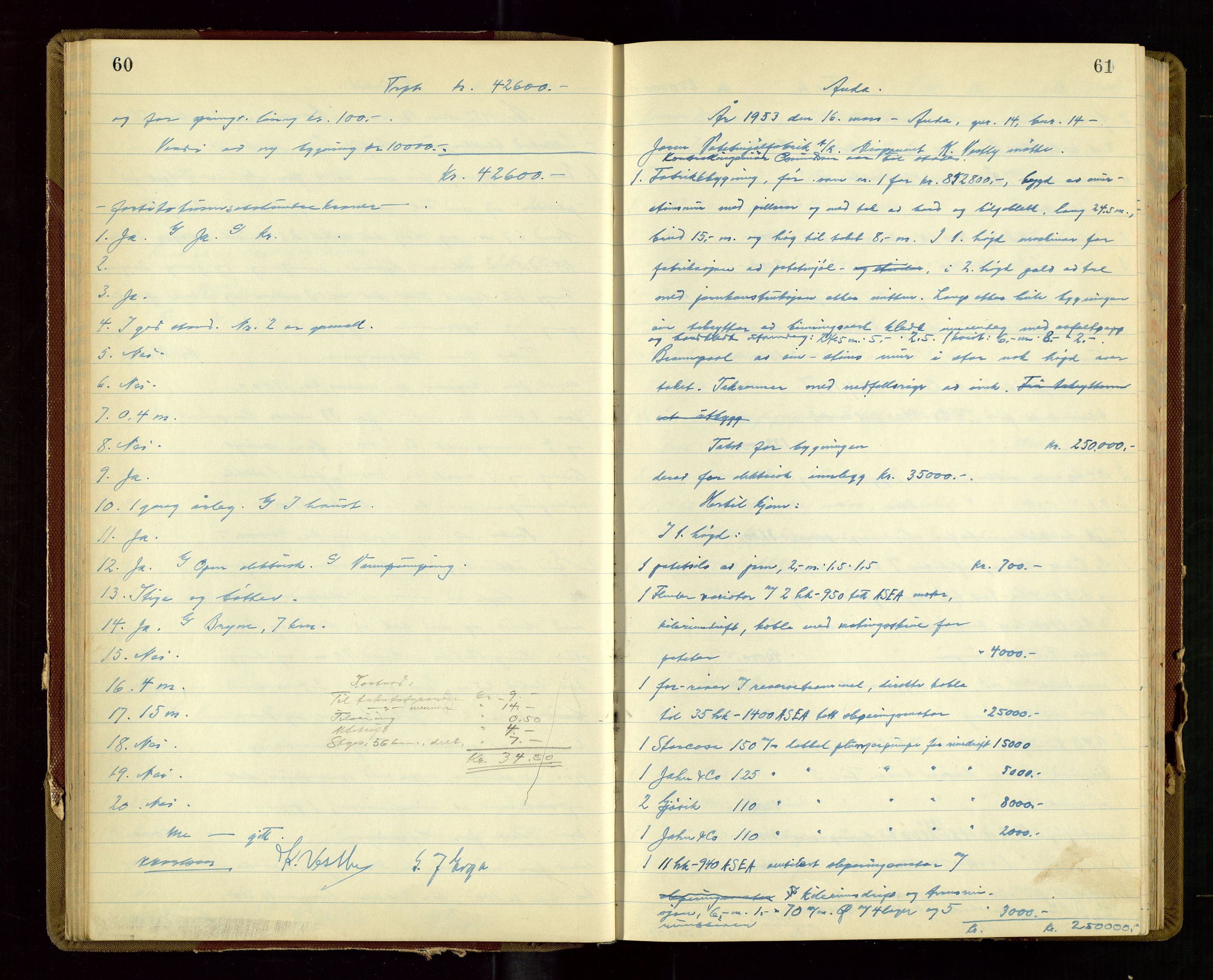 Klepp lensmannskontor, AV/SAST-A-100163/Gob/L0009: "Branntakstprotokoll", 1952-1955, p. 60-61