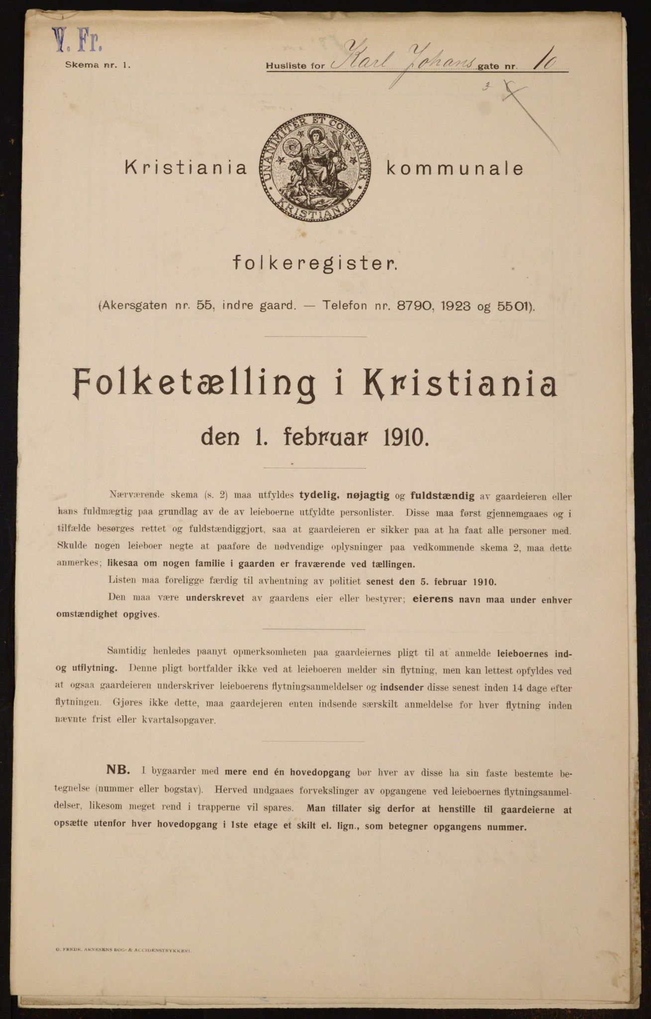 OBA, Municipal Census 1910 for Kristiania, 1910, p. 47333