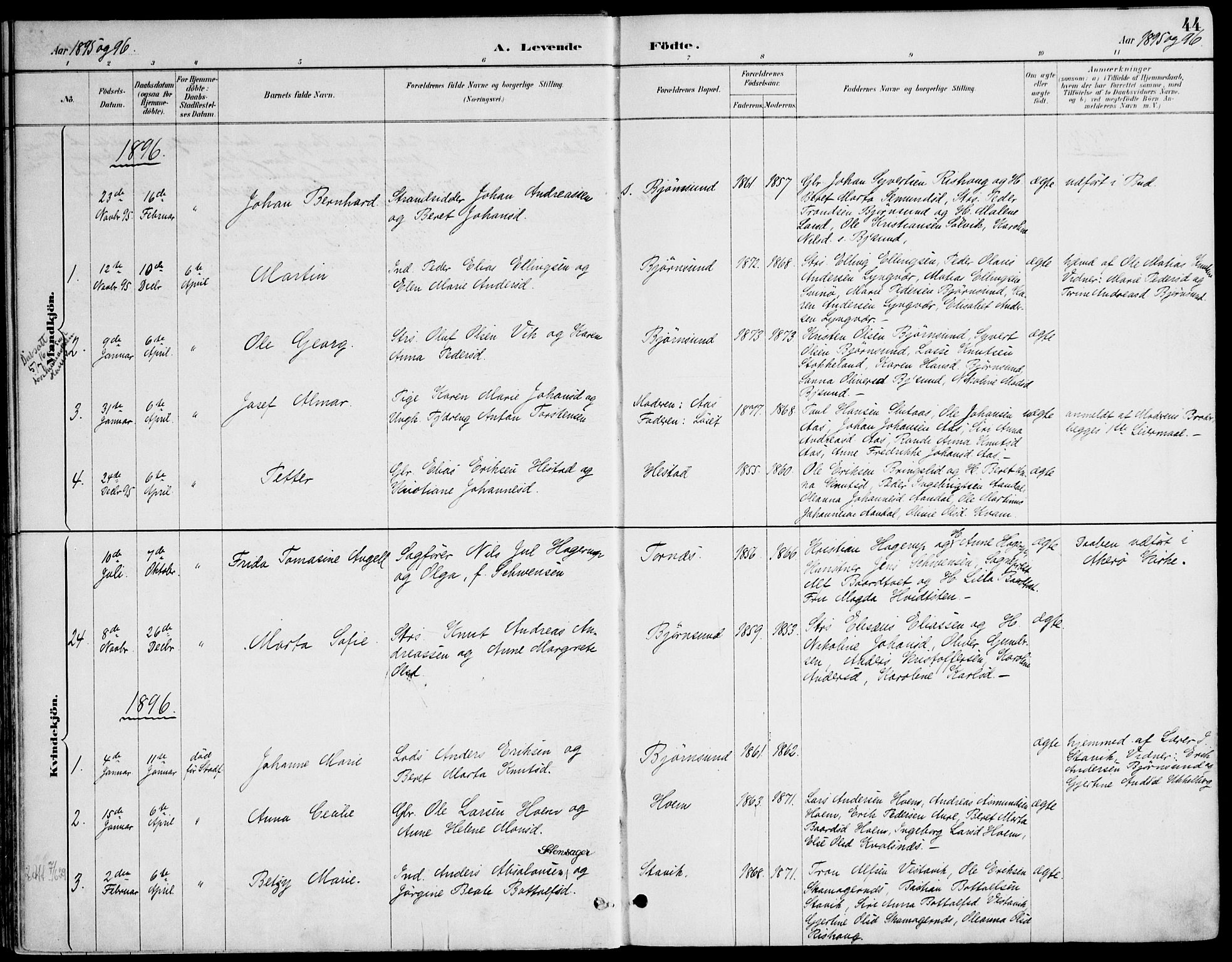 Ministerialprotokoller, klokkerbøker og fødselsregistre - Møre og Romsdal, AV/SAT-A-1454/565/L0750: Parish register (official) no. 565A04, 1887-1905, p. 44