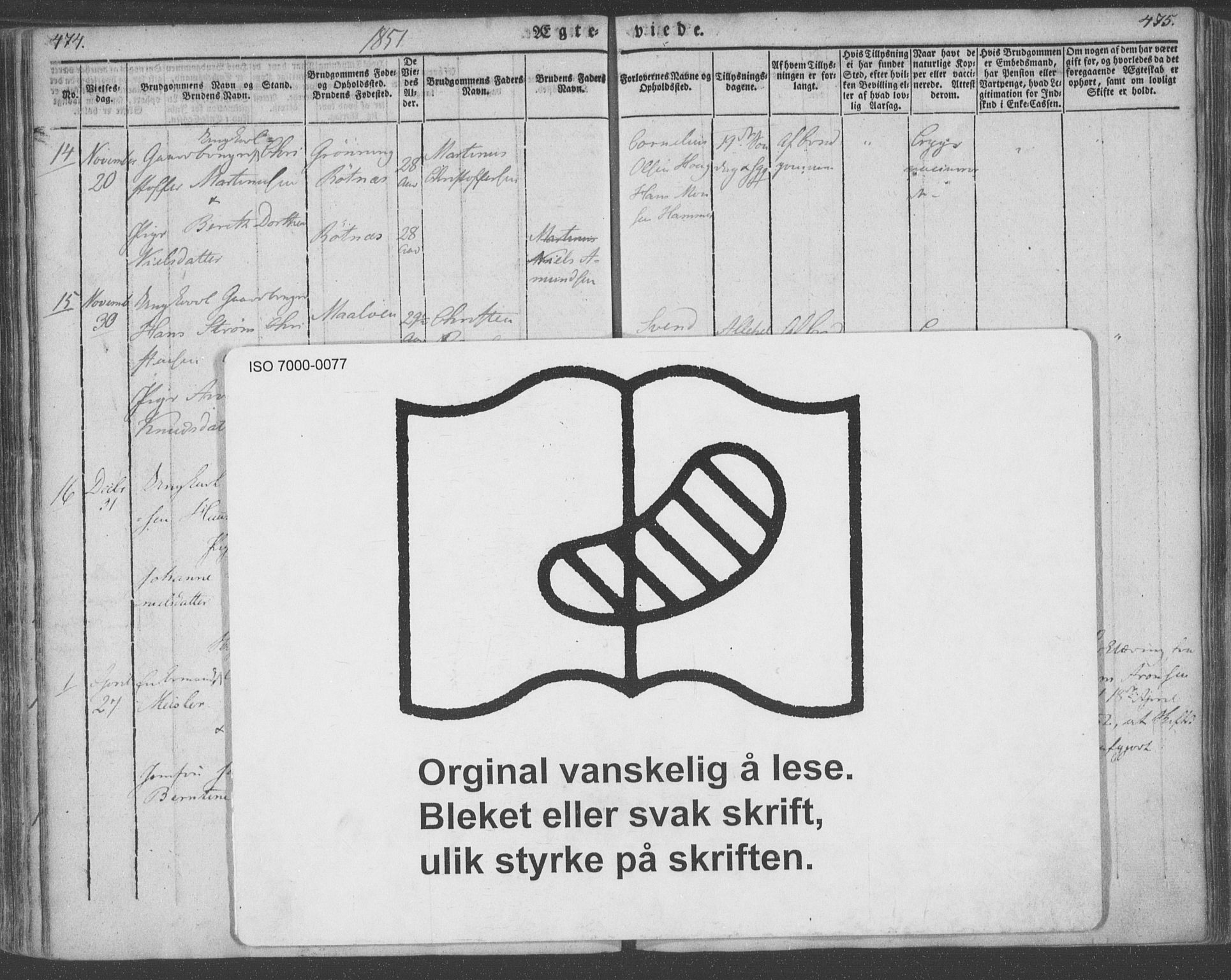 Ministerialprotokoller, klokkerbøker og fødselsregistre - Nordland, AV/SAT-A-1459/855/L0799: Parish register (official) no. 855A07, 1834-1852, p. 474-475