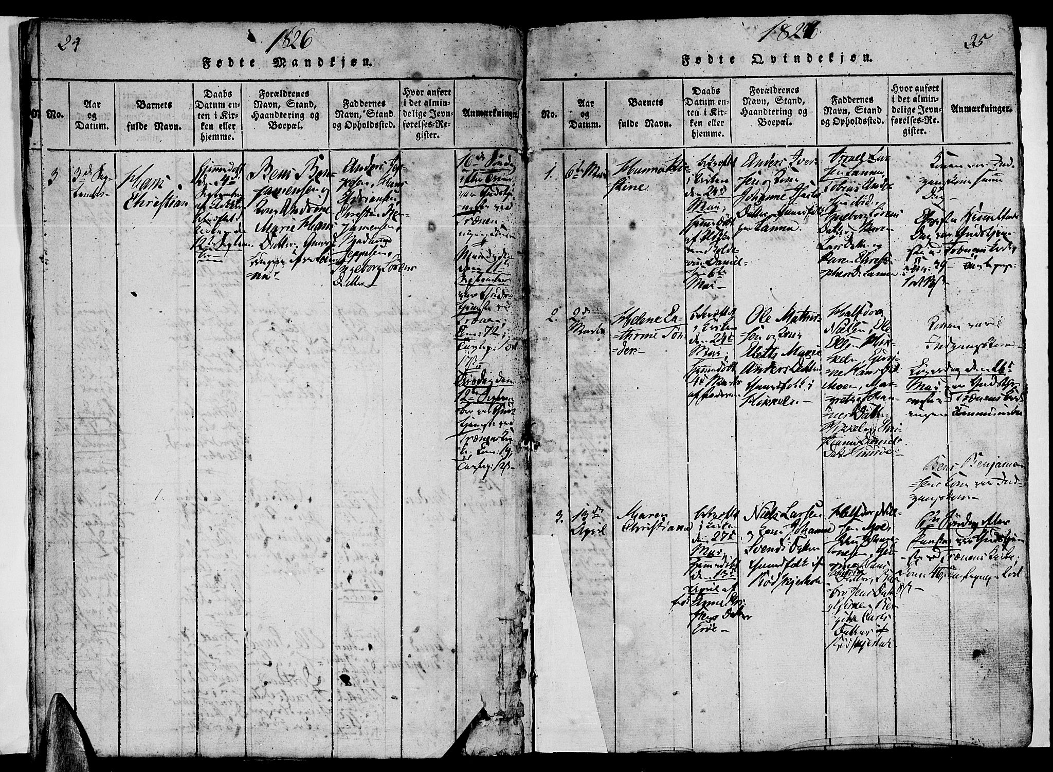 Ministerialprotokoller, klokkerbøker og fødselsregistre - Nordland, SAT/A-1459/840/L0581: Parish register (copy) no. 840C01, 1820-1873, p. 24-25