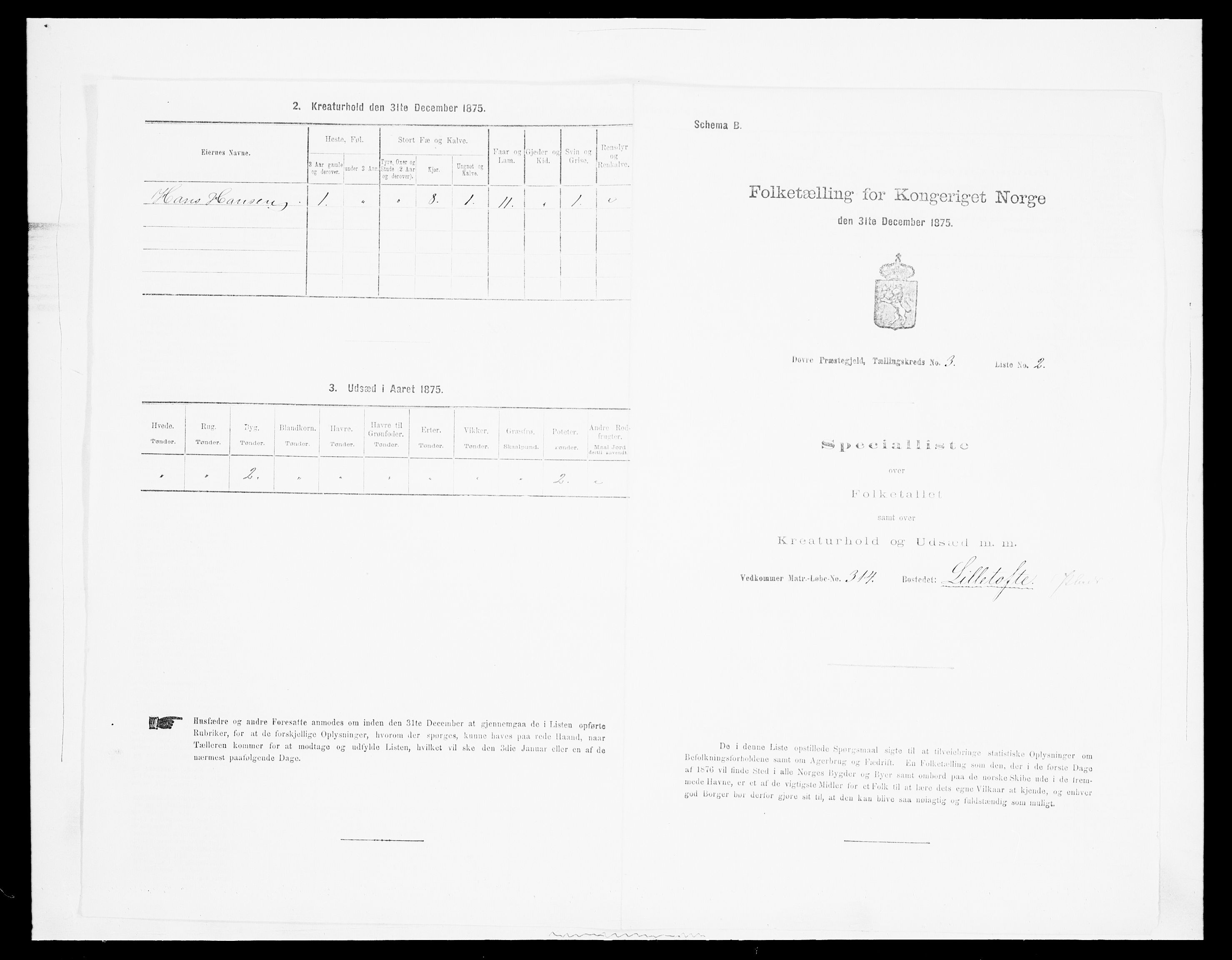 SAH, 1875 census for 0511P Dovre, 1875, p. 460