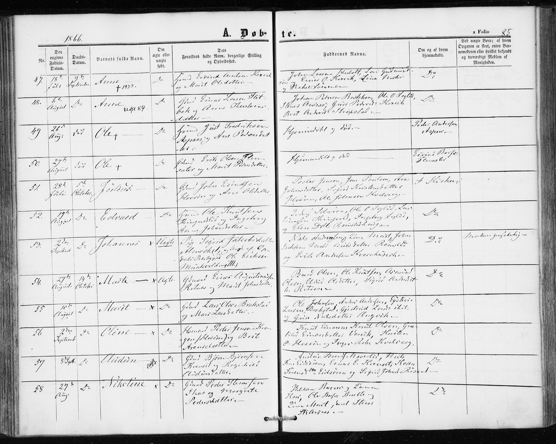 Ministerialprotokoller, klokkerbøker og fødselsregistre - Møre og Romsdal, AV/SAT-A-1454/586/L0985: Parish register (official) no. 586A11, 1857-1866, p. 85