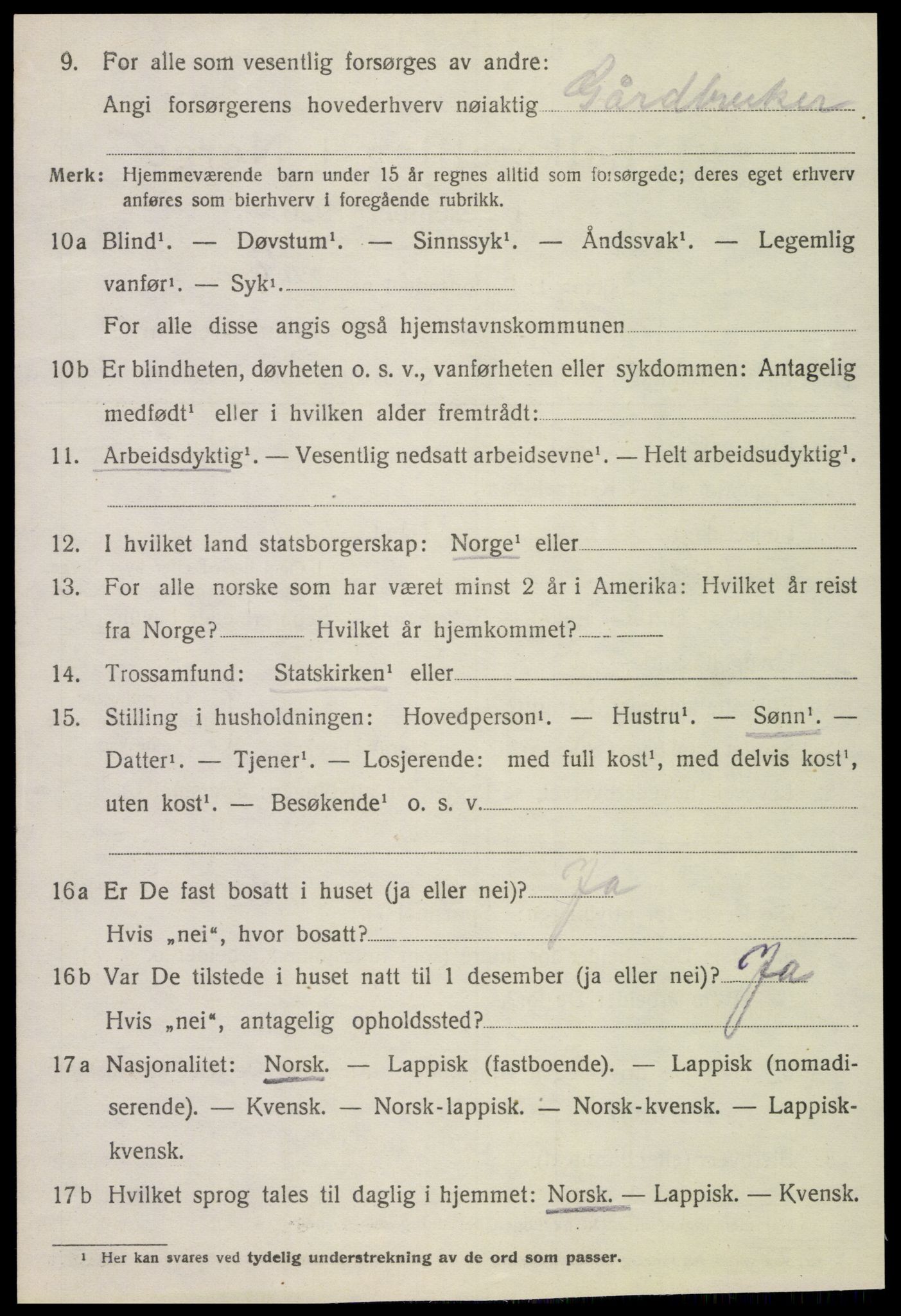 SAT, 1920 census for Verdal, 1920, p. 9176